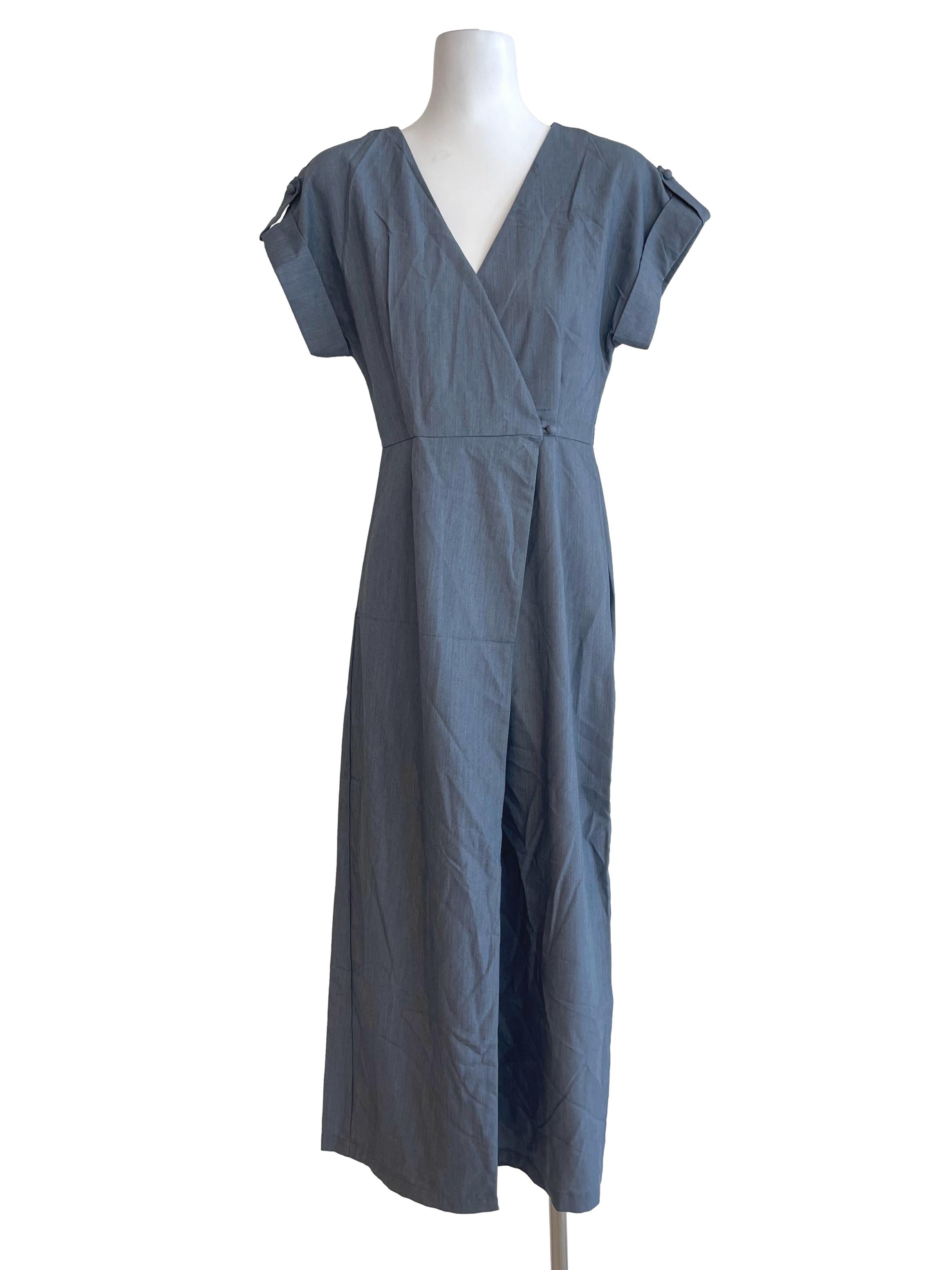 Slate Blue Wrap Dress