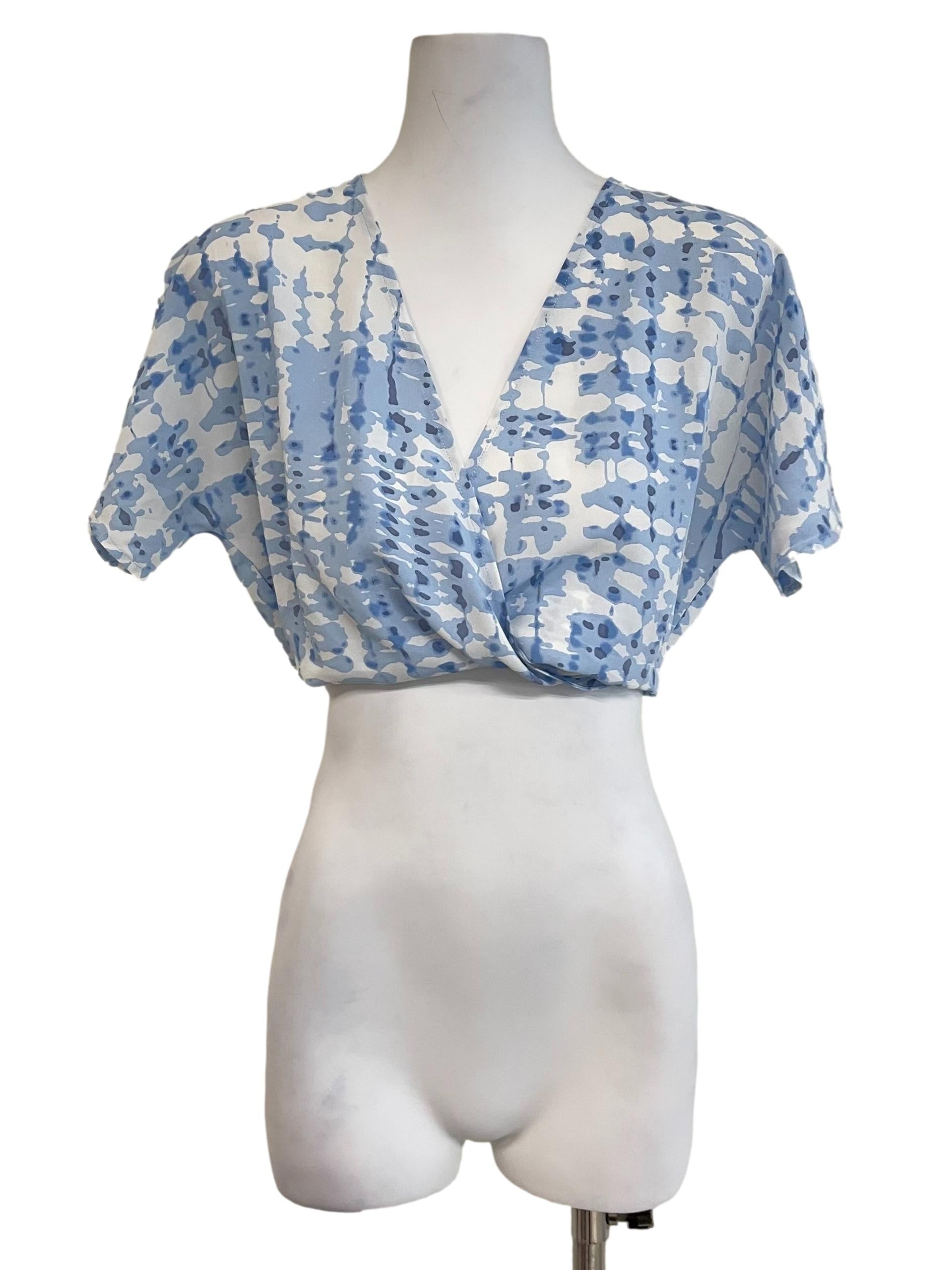 Cool Blue Drop Shoulder Crop Top