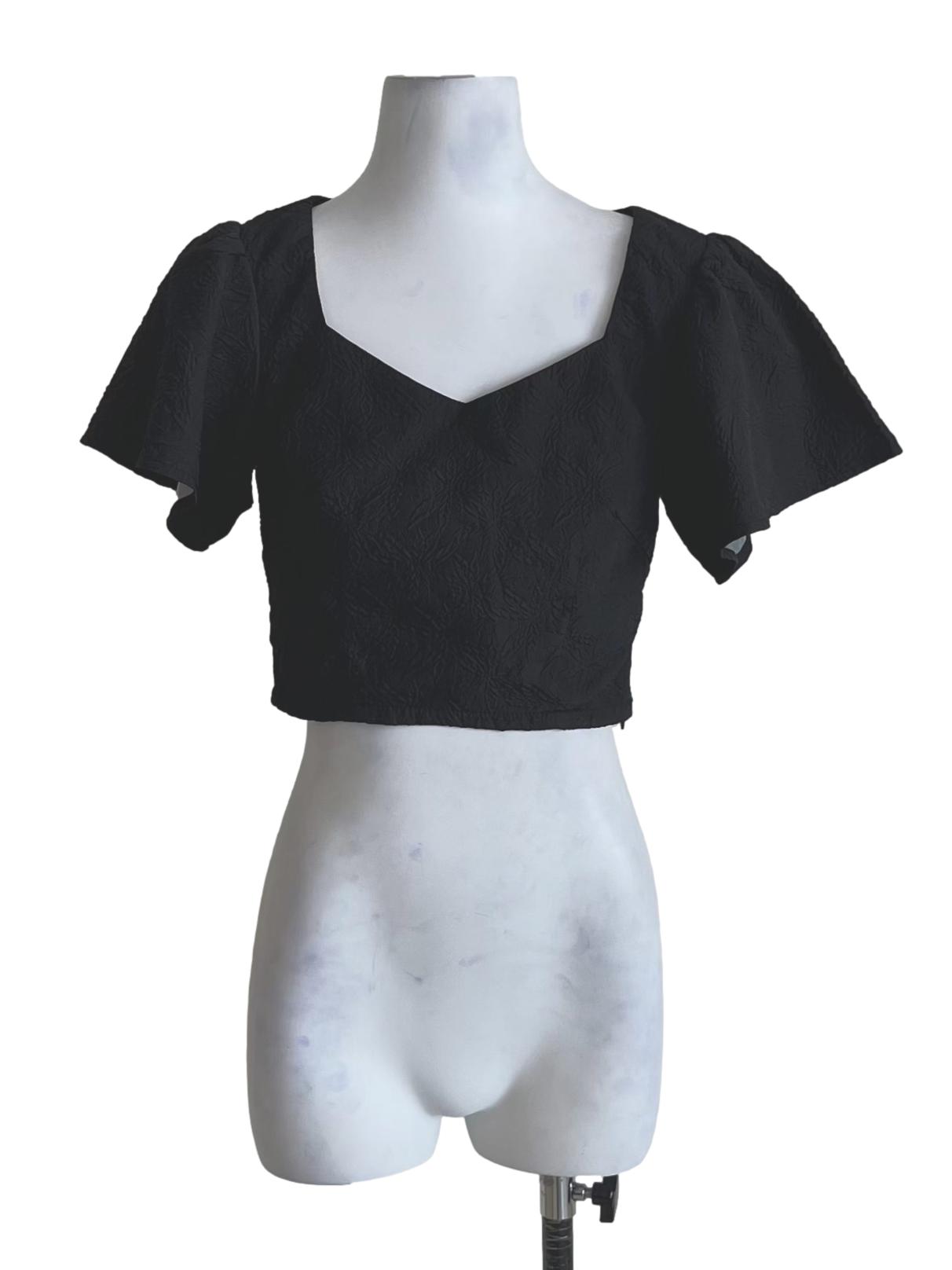 Black Square Neckline Blouse