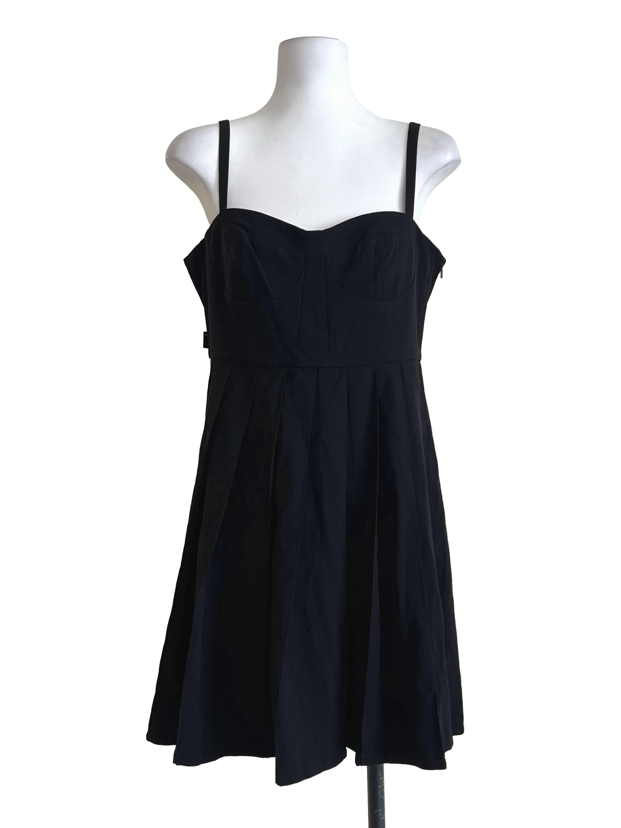 Jade Black Sweetheart Pleated A-Line Dress