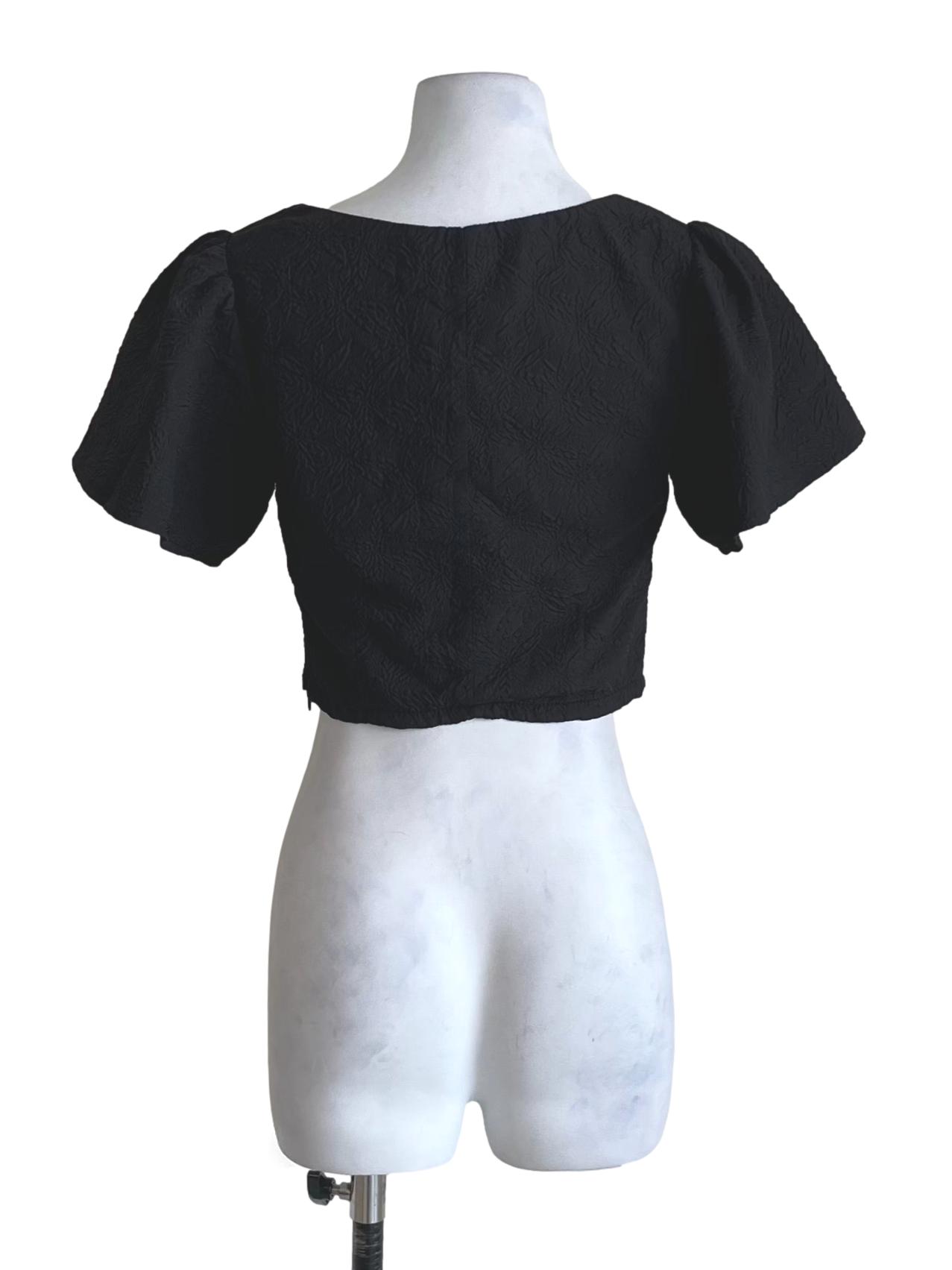 Black Square Neckline Blouse