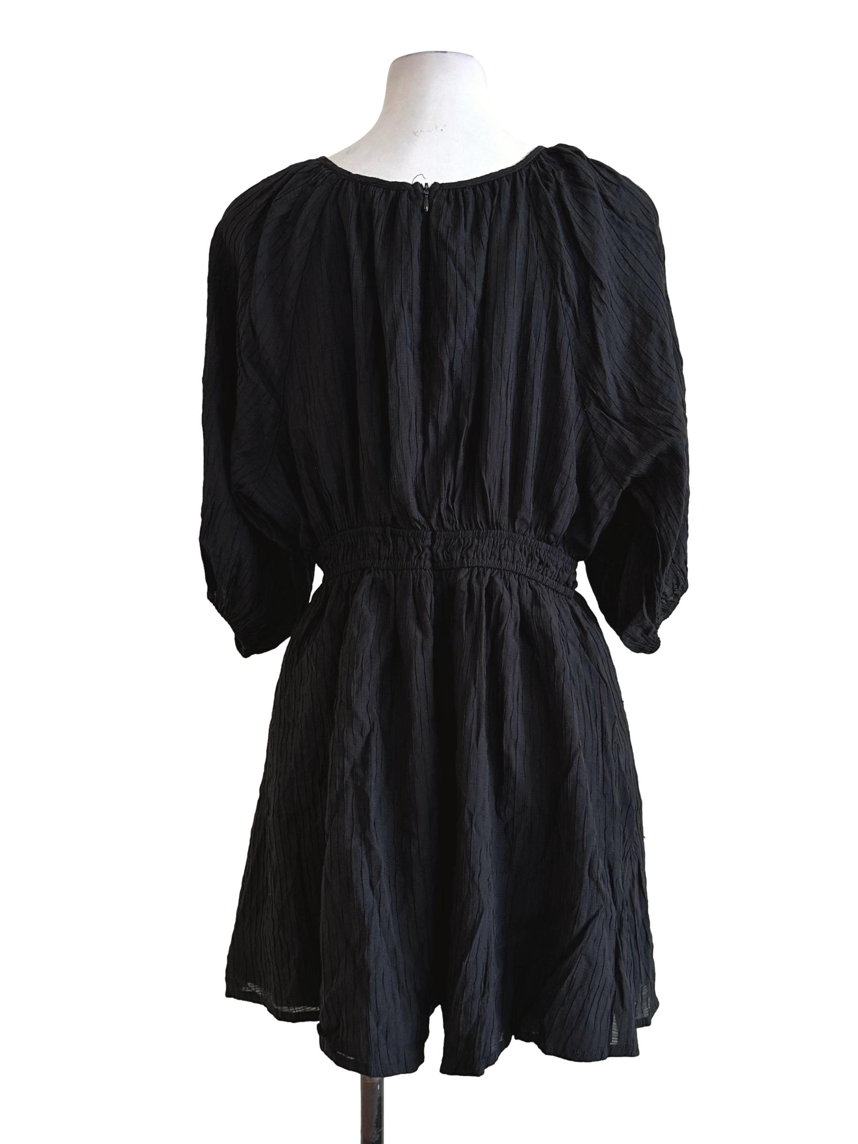 Black Non Padded Textured Romper