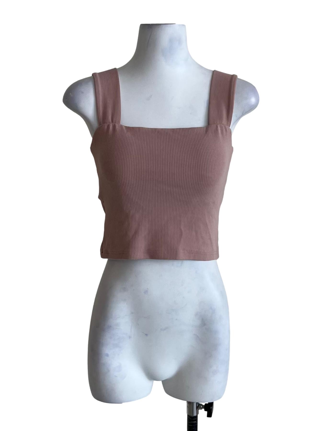 Sepia Beige Square Neckline Tank Top