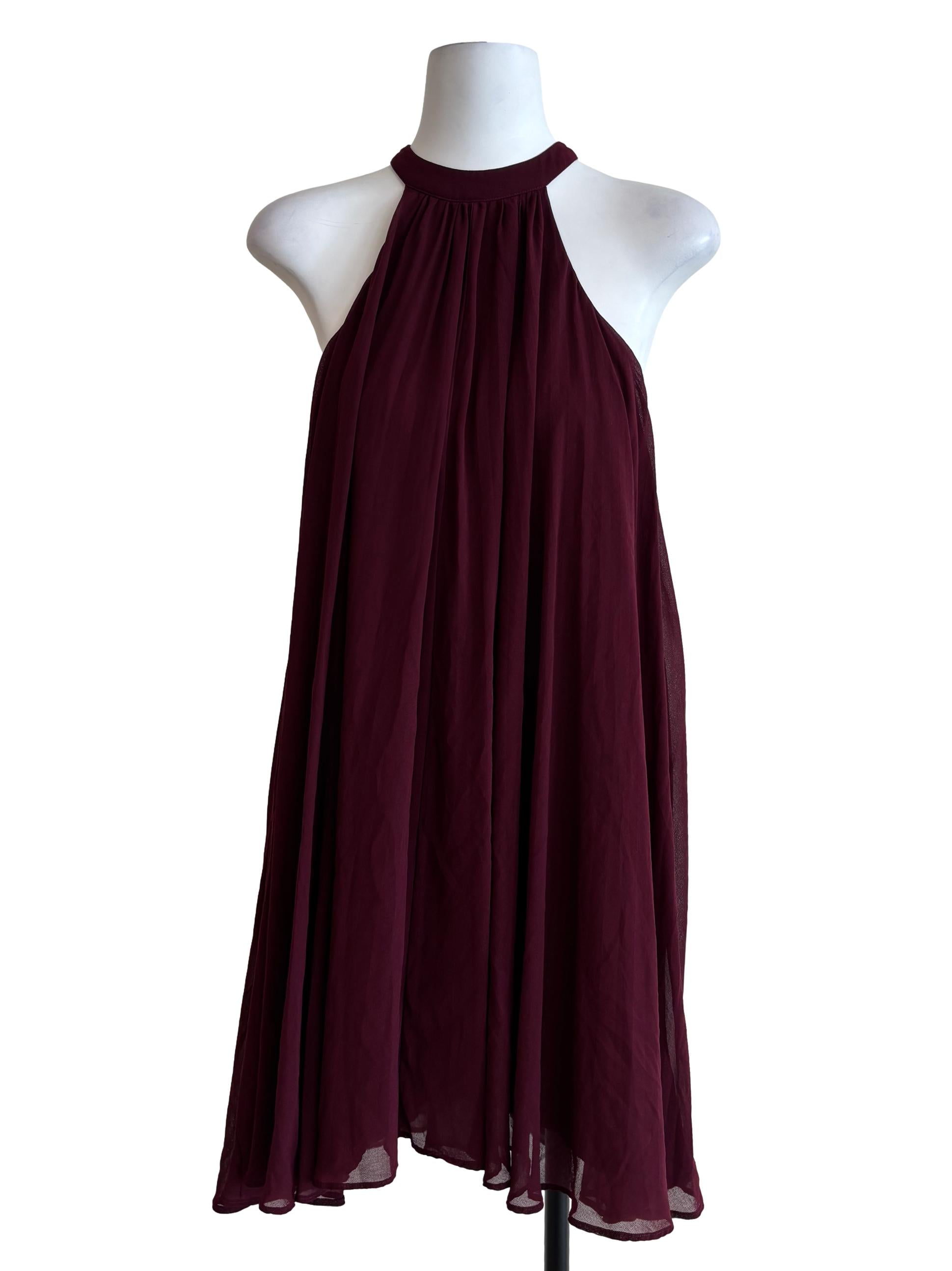 Burgundy Red Halter Dress