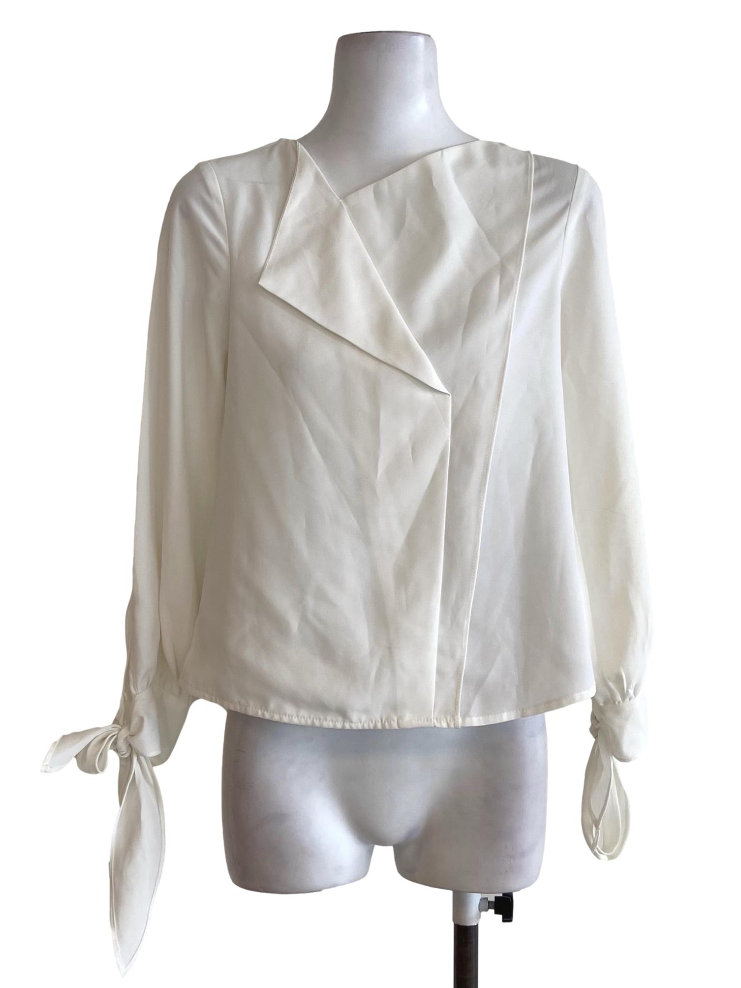 White Asymmetric Neck Blouse LB