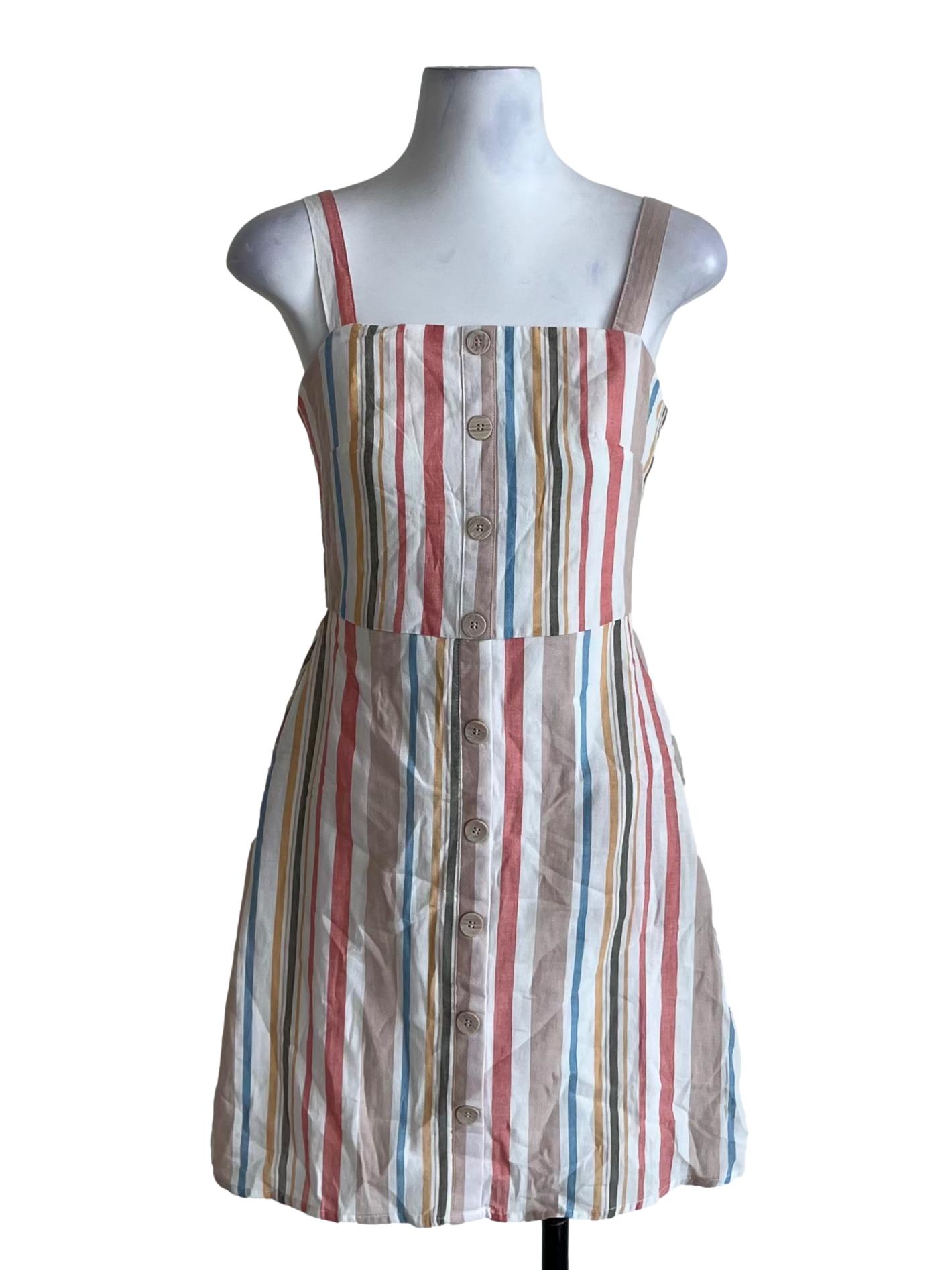 White Awning Stripe A-Line Dress