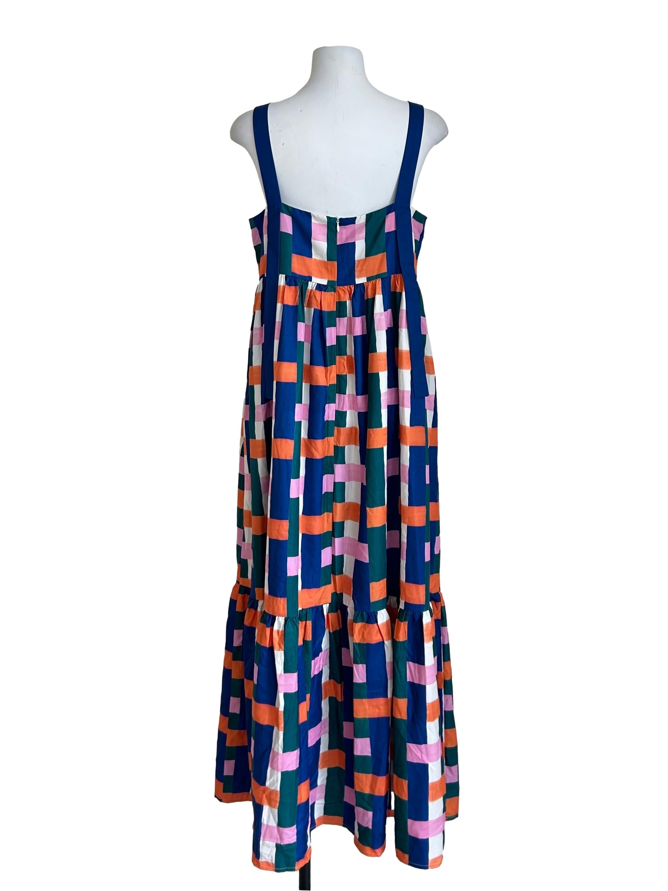 Multicolor Woven Check Strappy Dress