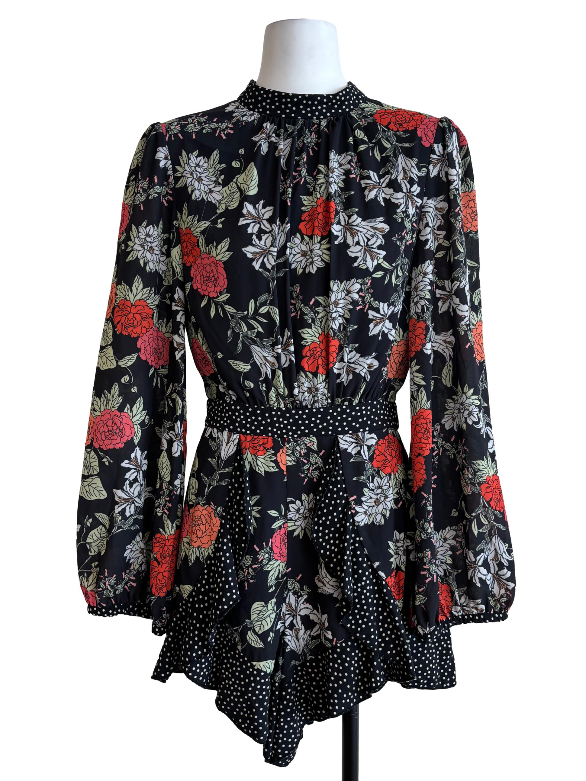 Jet Black Mix Patterned Rompers