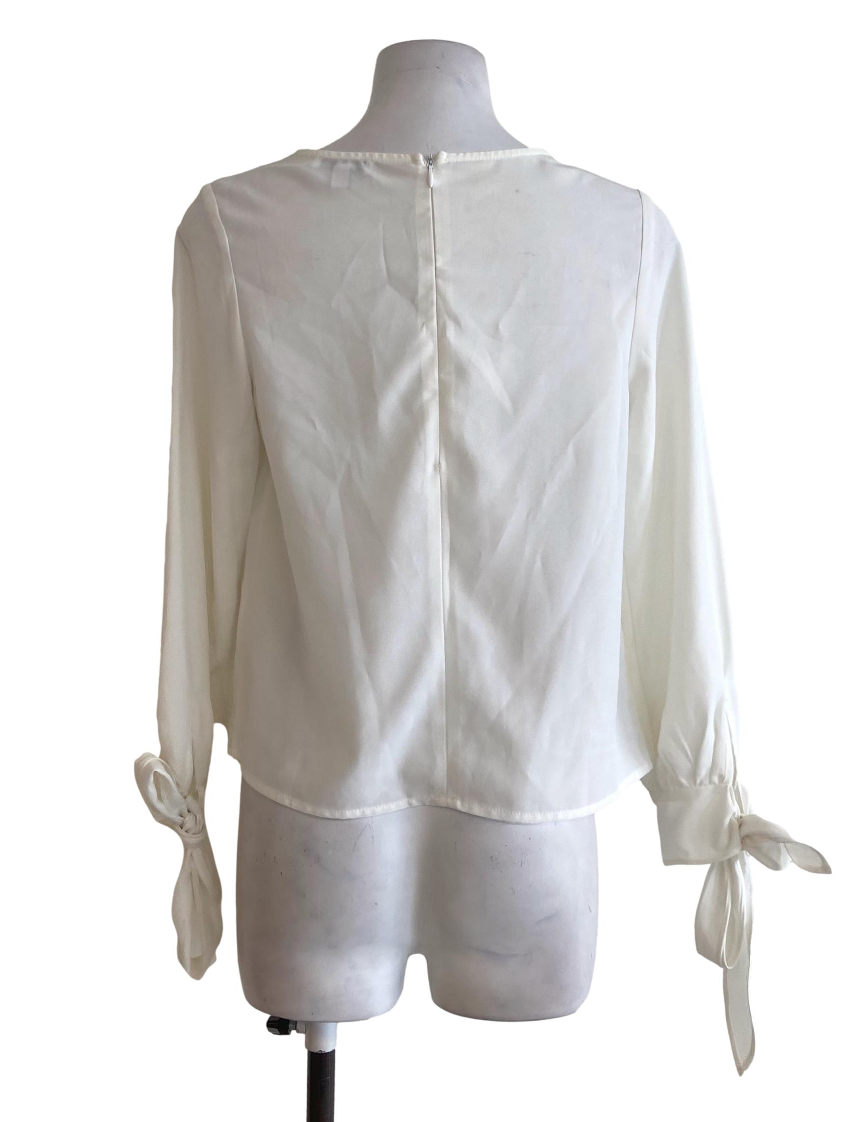White Asymmetric Neck Blouse LB