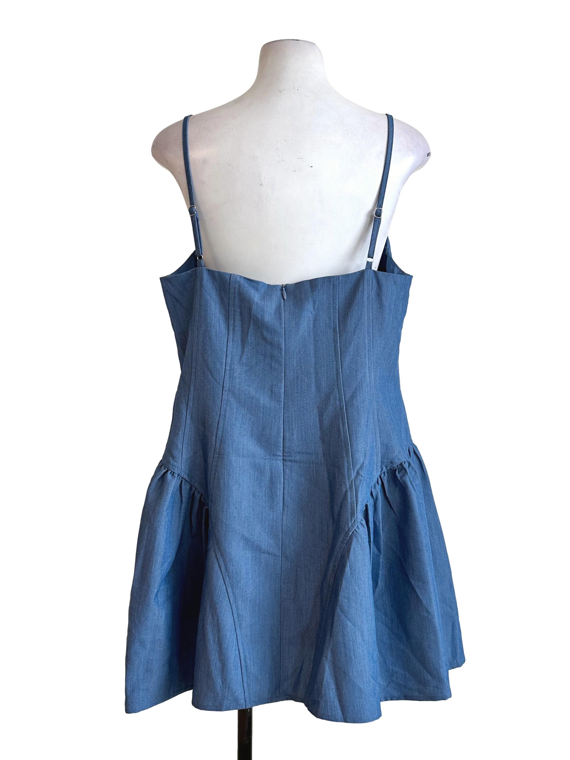Blue Denim Padded Mini Dress