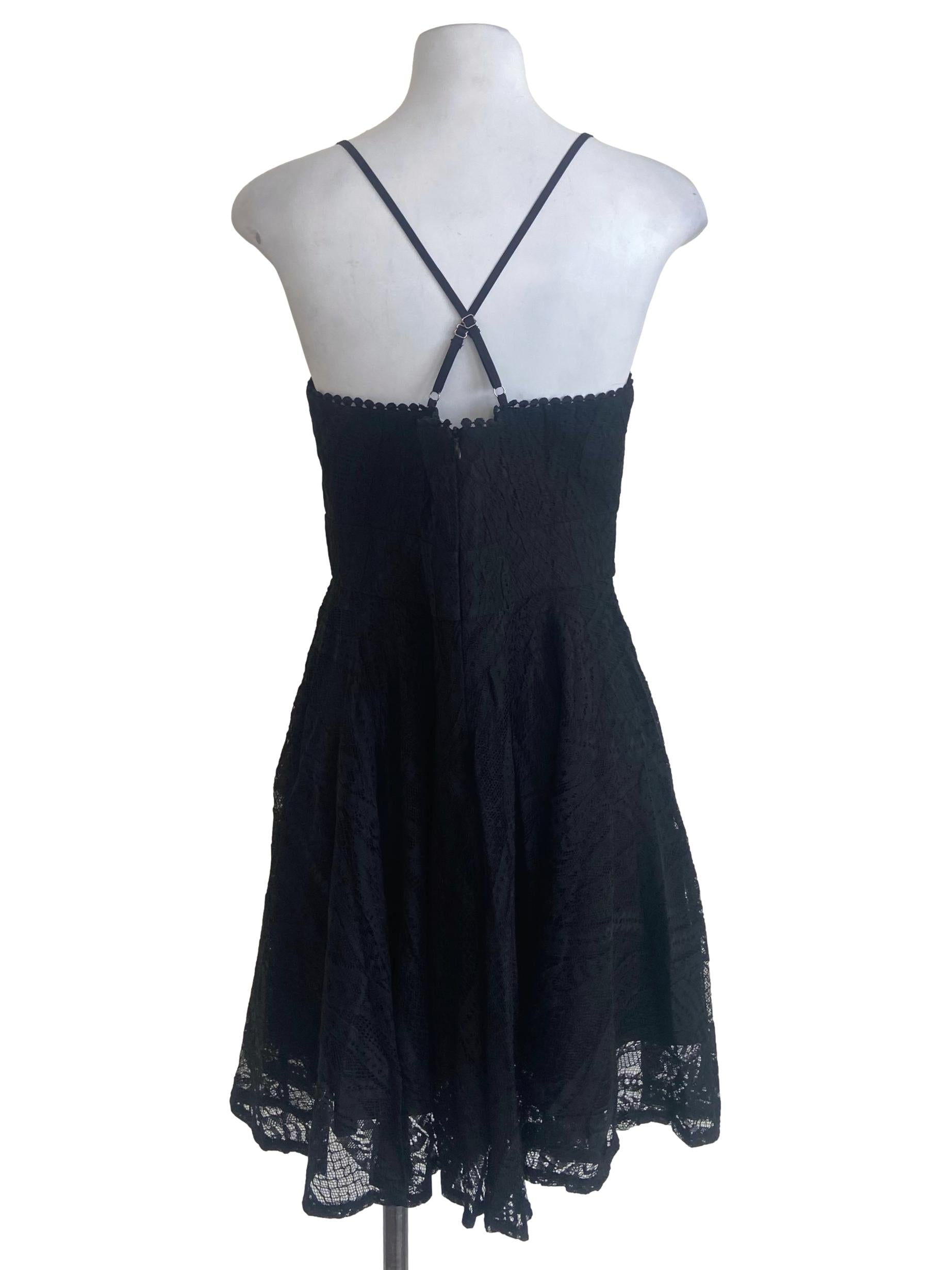Black Floral Lace A-Line Dress