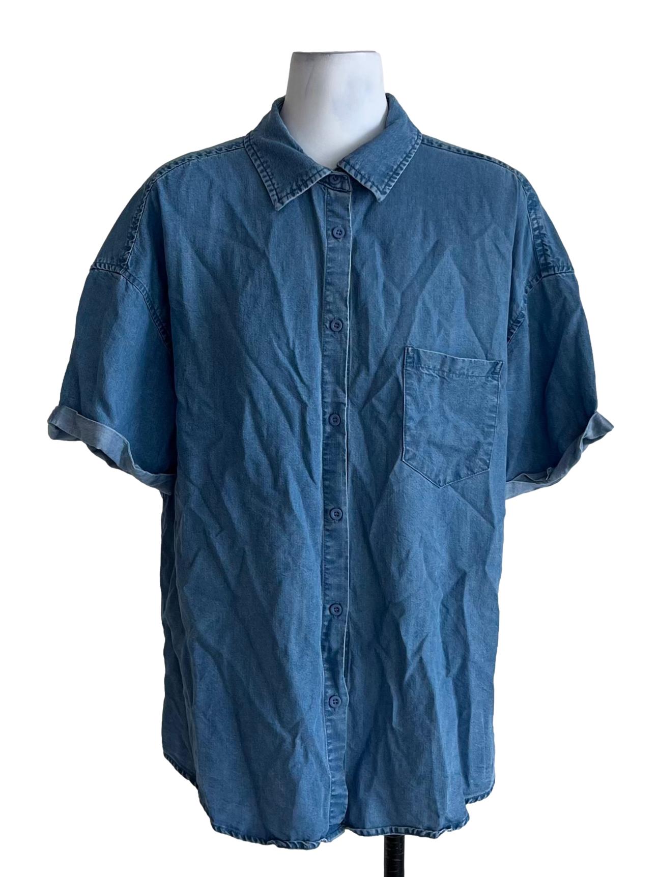Cerulean Blue Wing Collar Blouse