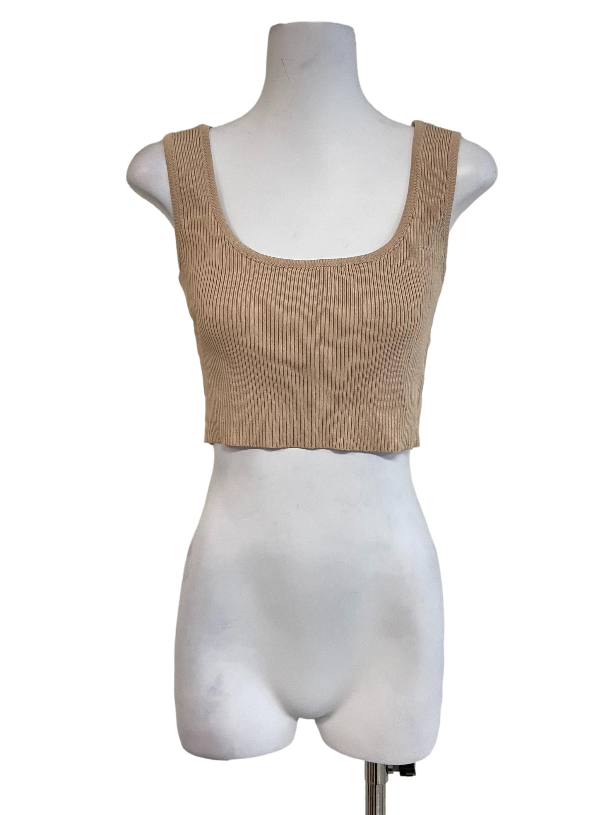 Beige Knit Tank Top