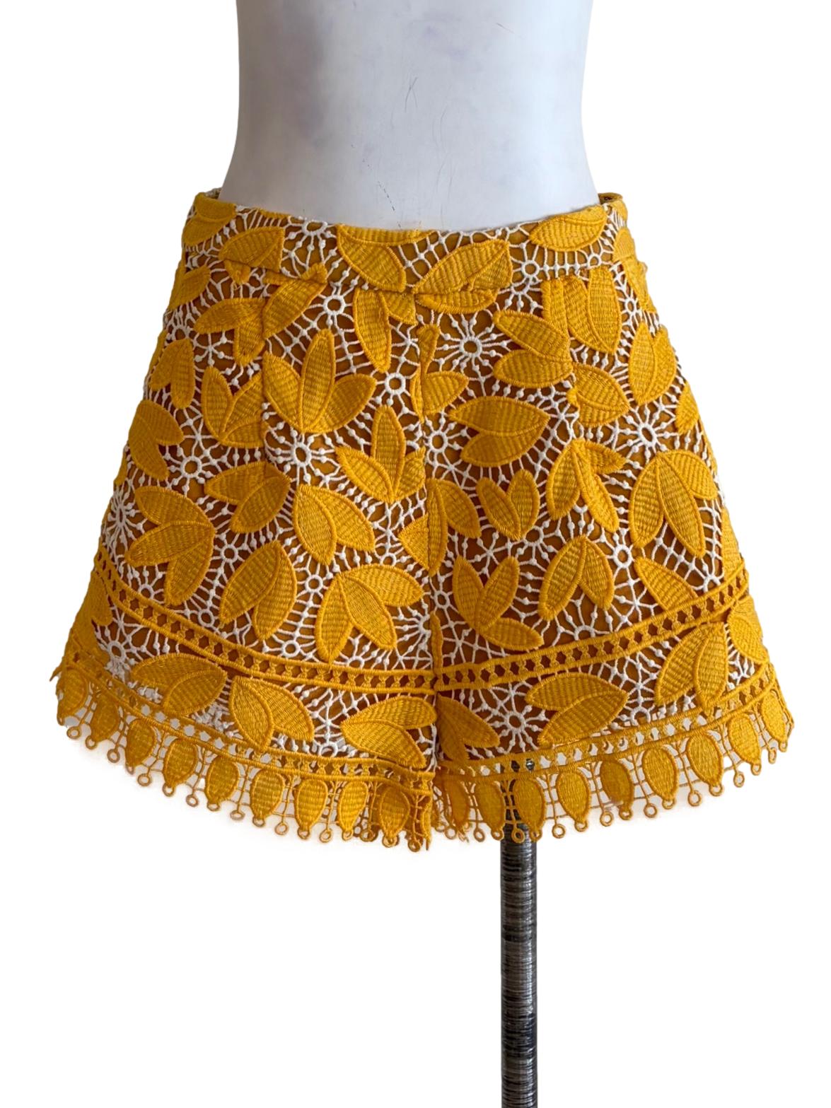 Lemon Yellow Embroidery Shorts
