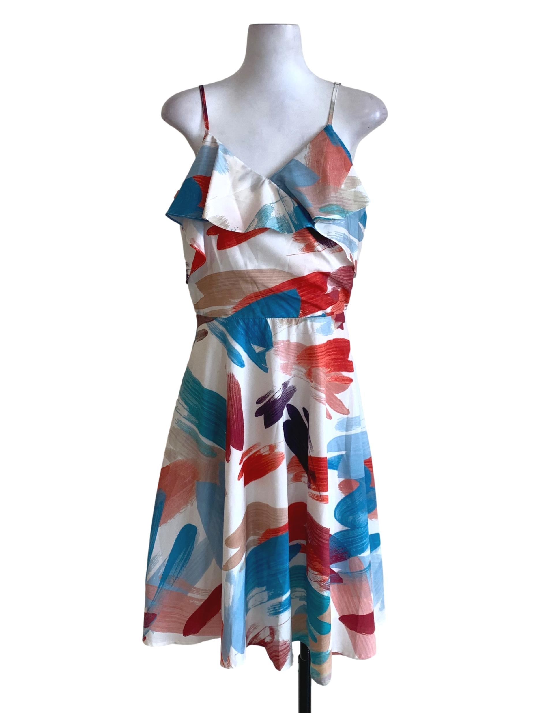Creme Abstract A-Line Dress