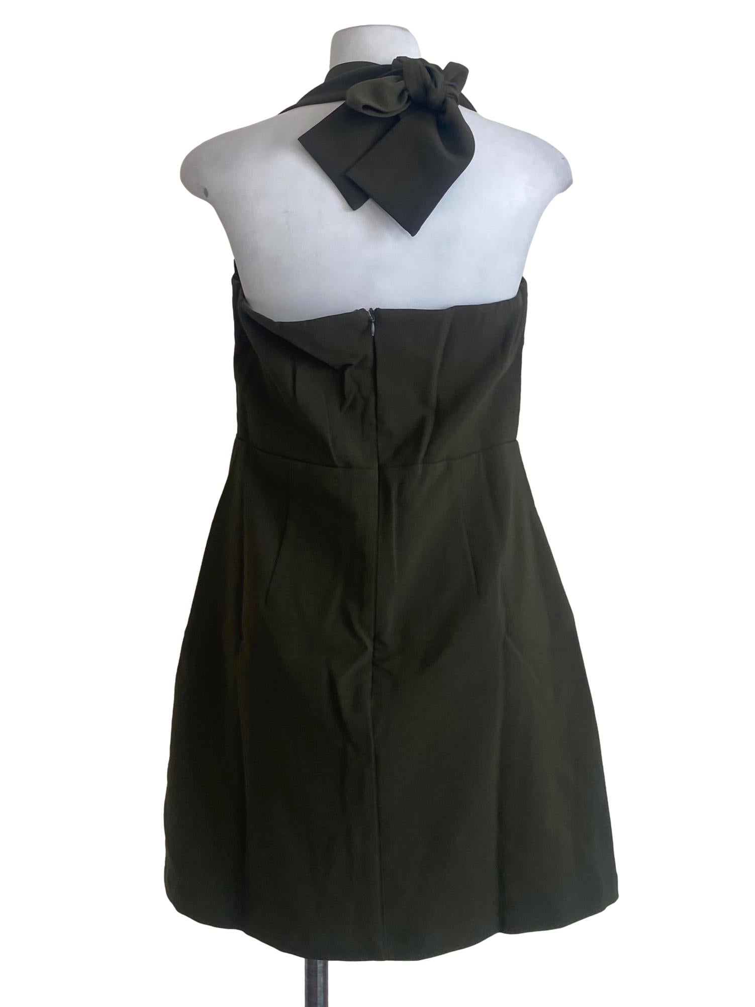Crocodile Green Twill A-Line Dress