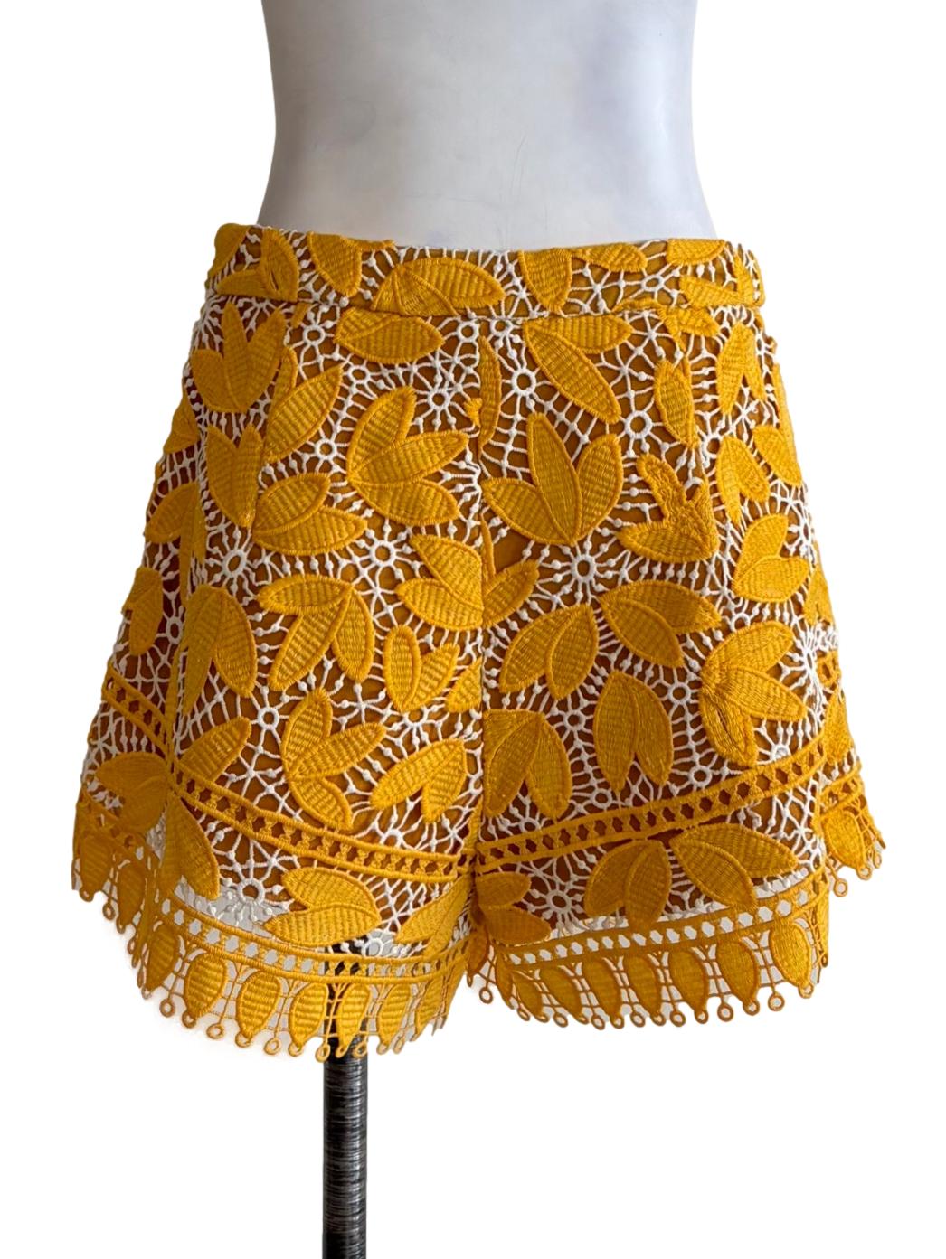 Lemon Yellow Embroidery Shorts