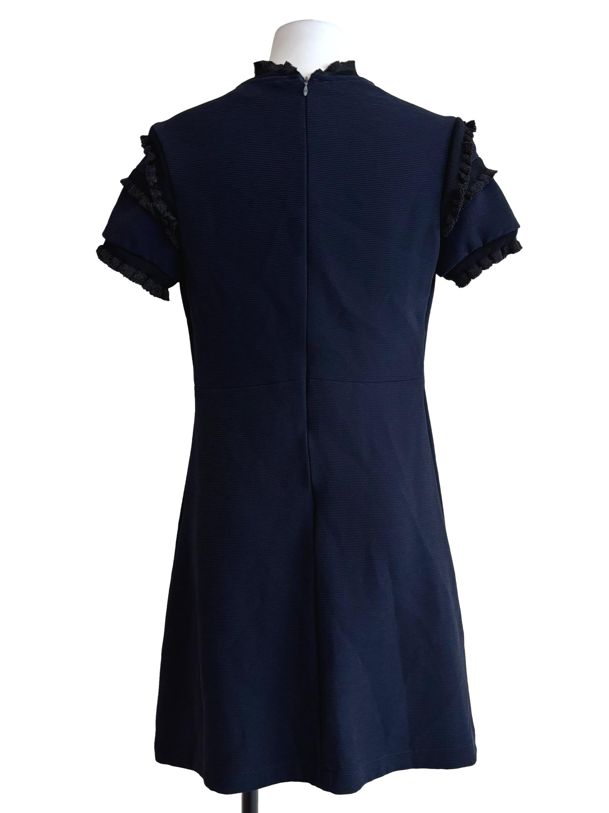 Navy Blue Plain A-Line Dress