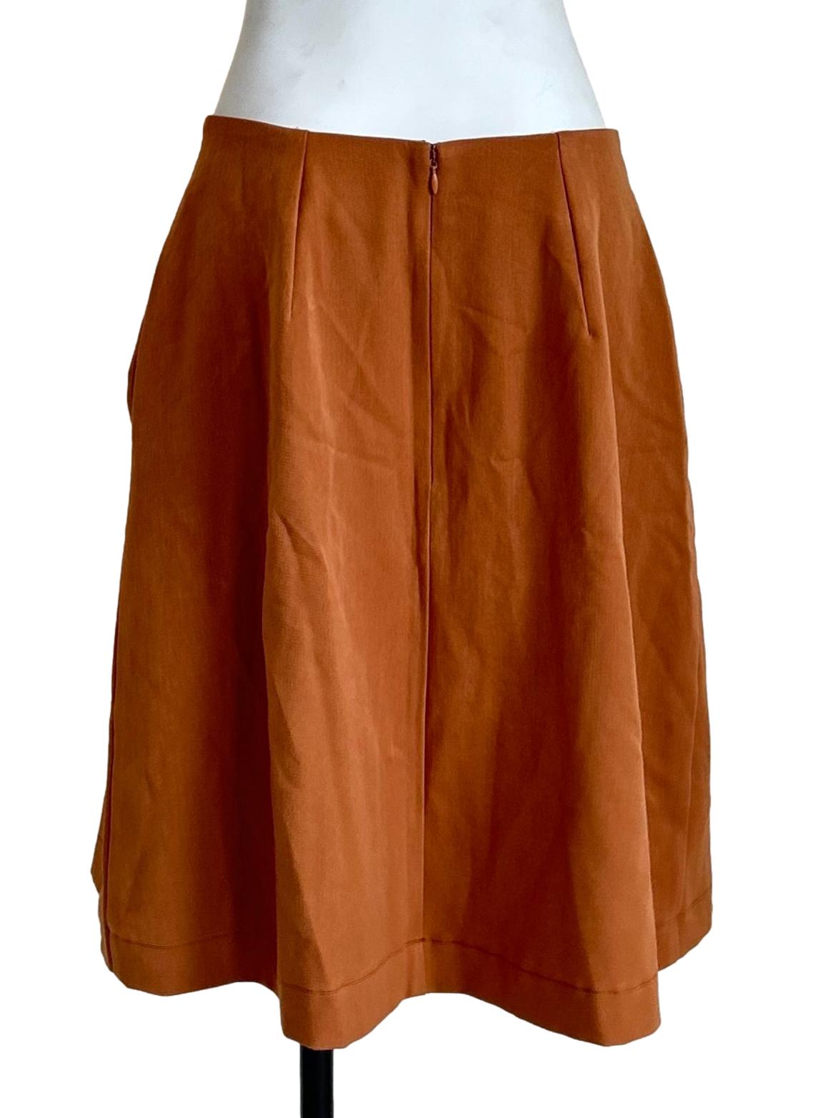 Camel Brown Inverted Pleat Skirt
