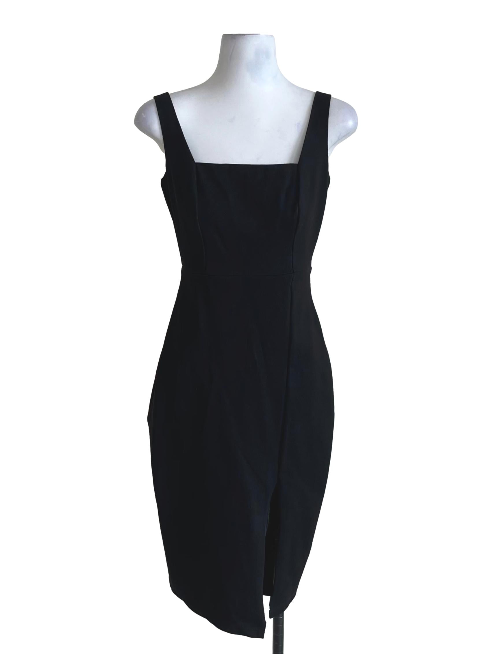 Black Square Neckline A-Line Dress