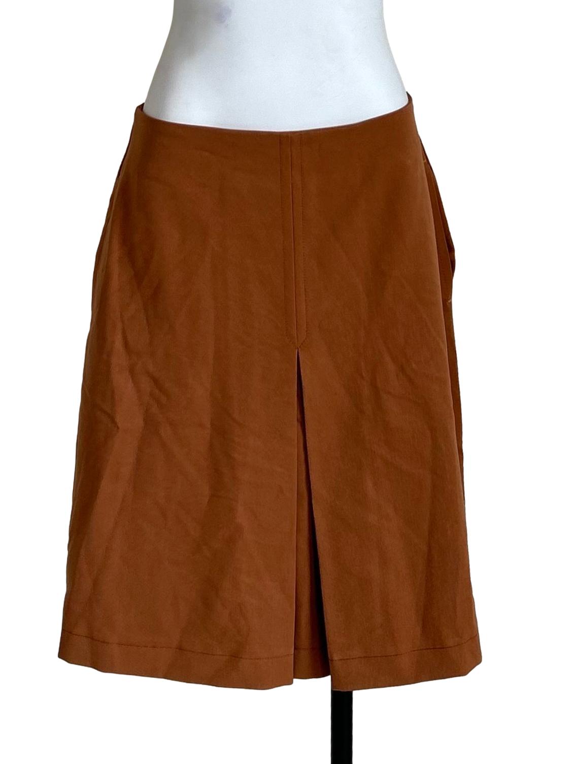 Camel Brown Inverted Pleat Skirt