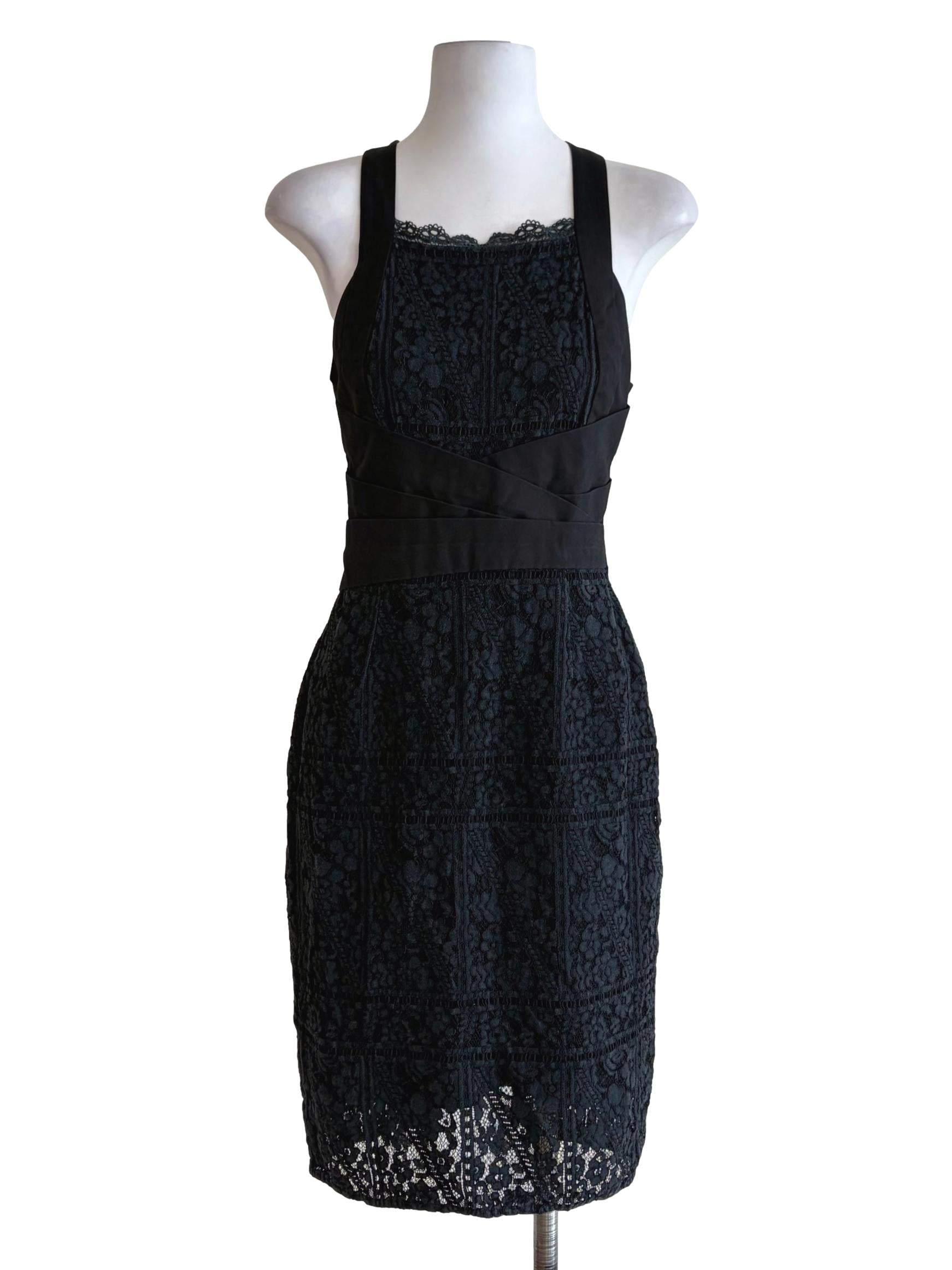 Onyx Black Laced Sleeveless Apron Dress