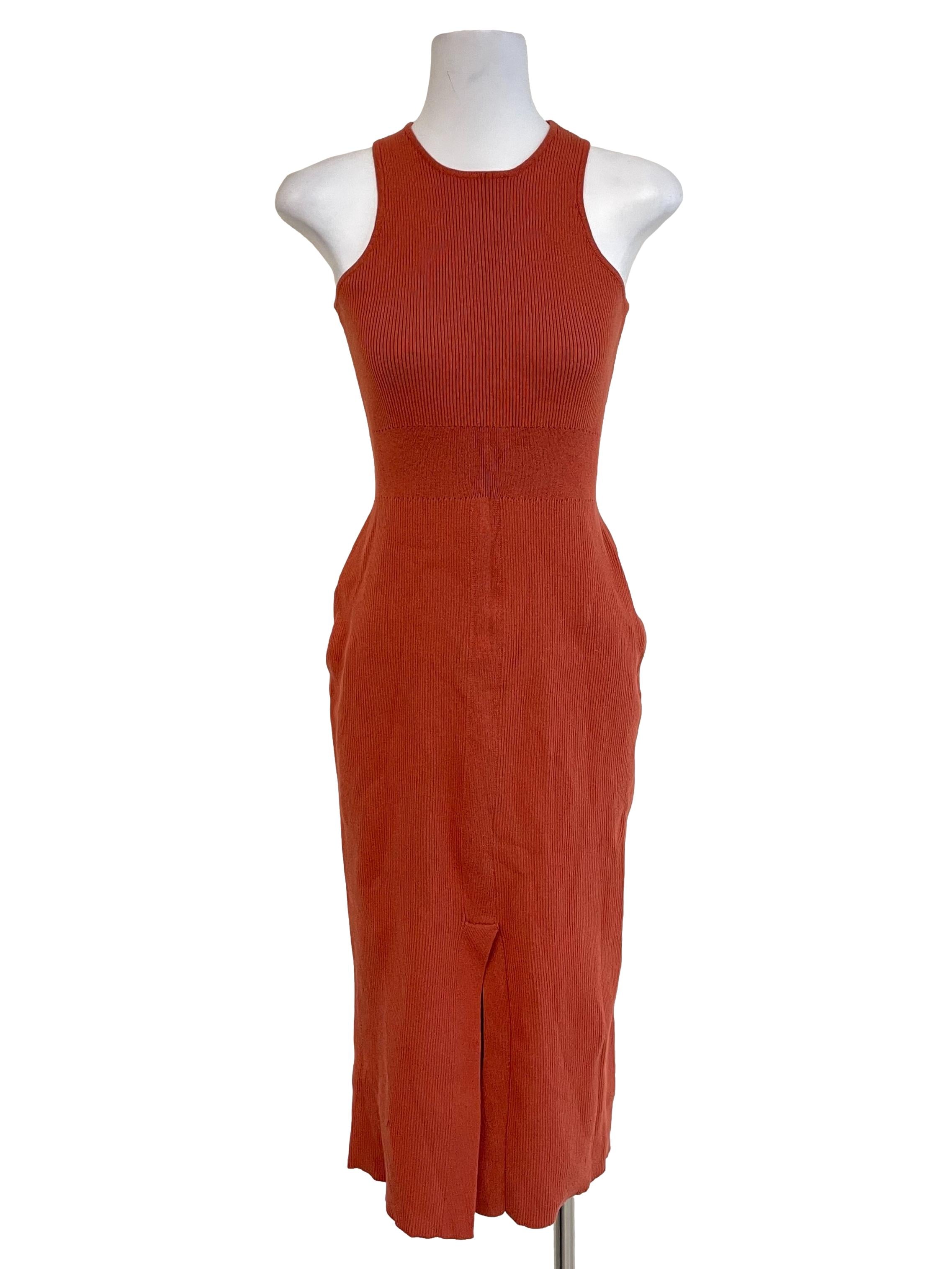 Tiger Orange Knit Slip Dress