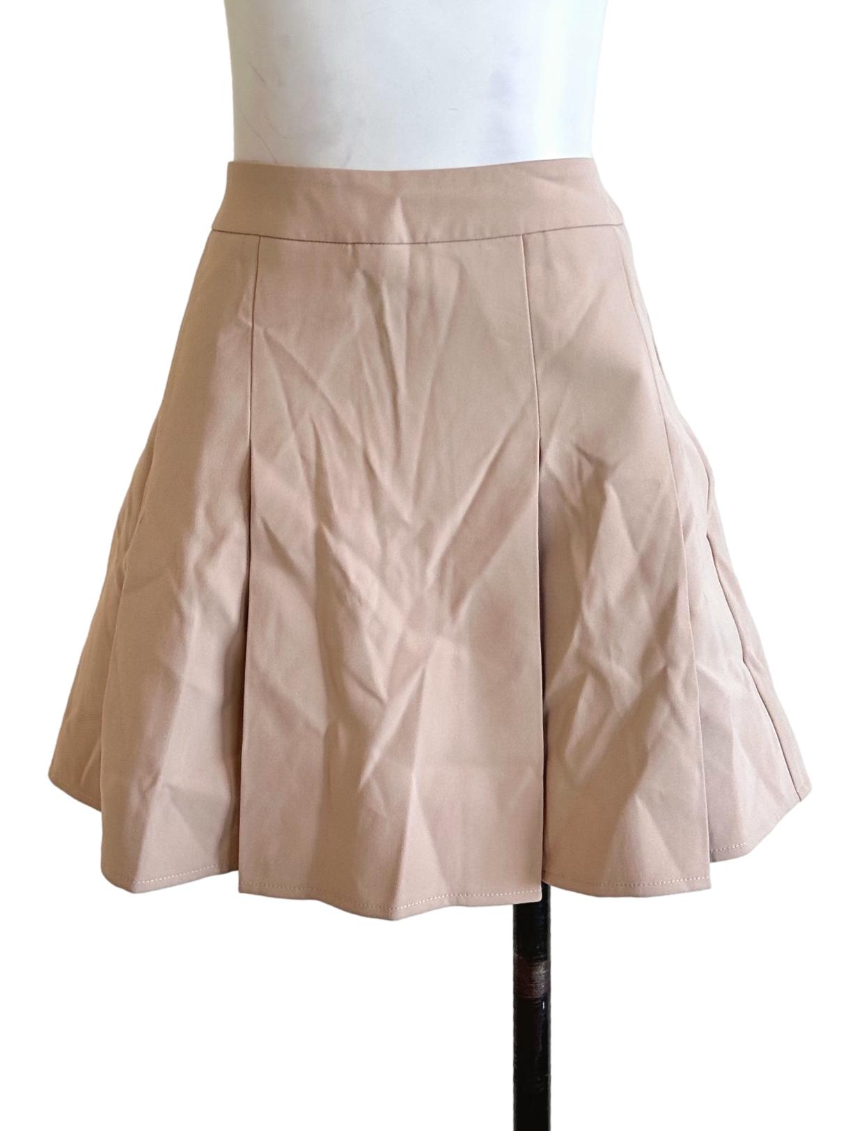 Latte Beige Box Pleated Skirt