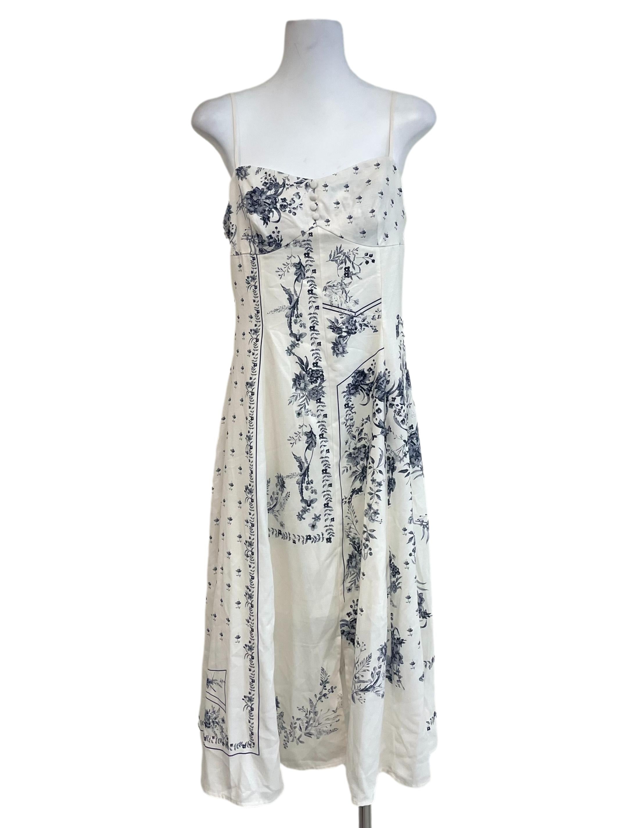 White Floral Panelled Dress