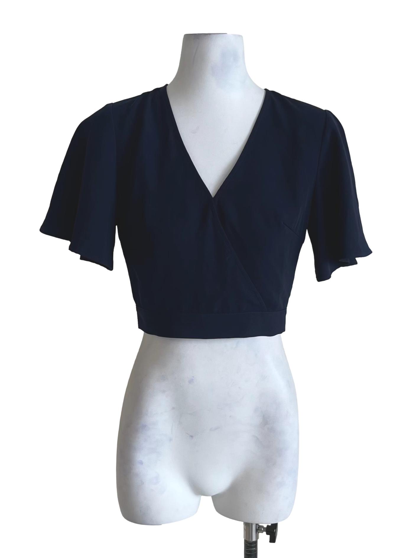 Navy Blue V-Neckline Blouse