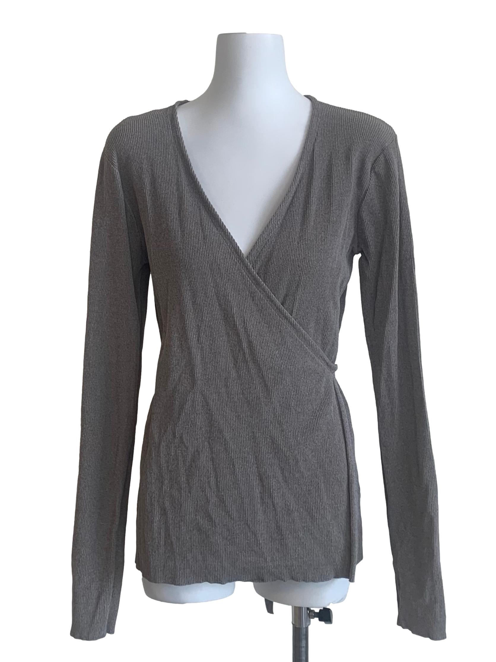 Graphite Grey Deep V Neck Wrap Cardigan