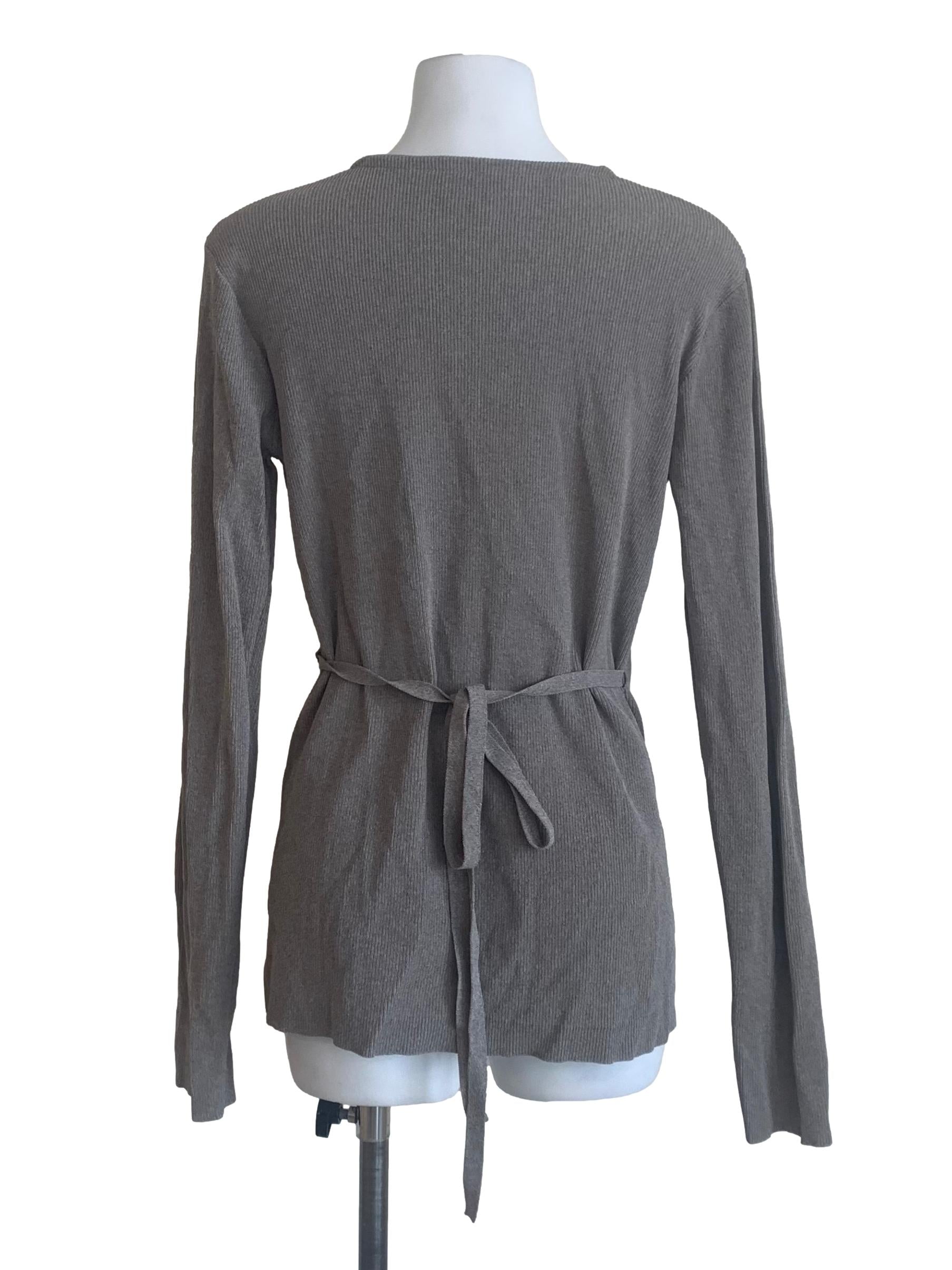 Graphite Grey Deep V Neck Wrap Cardigan