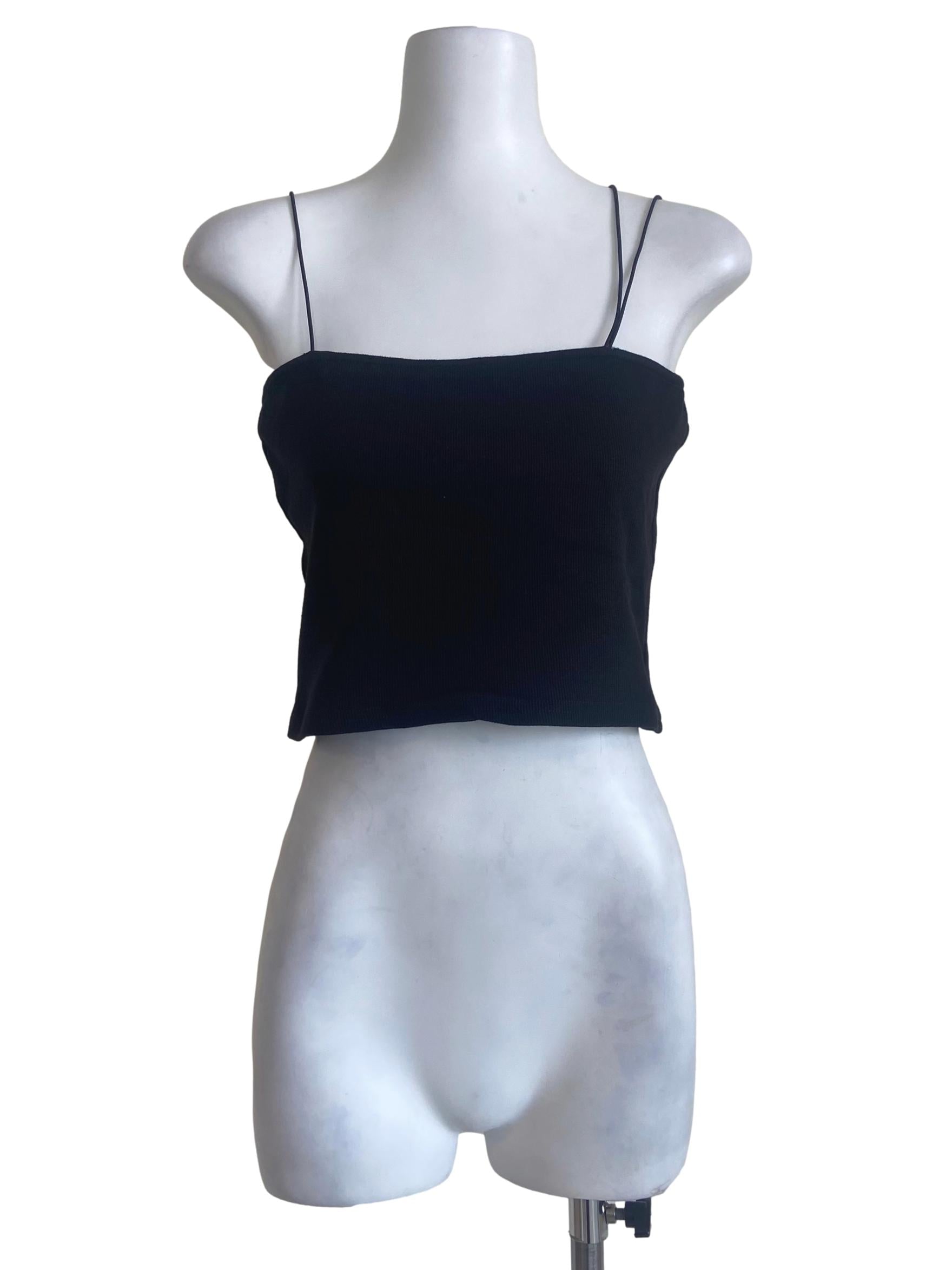 Black Spaghetti Straps Crop Top