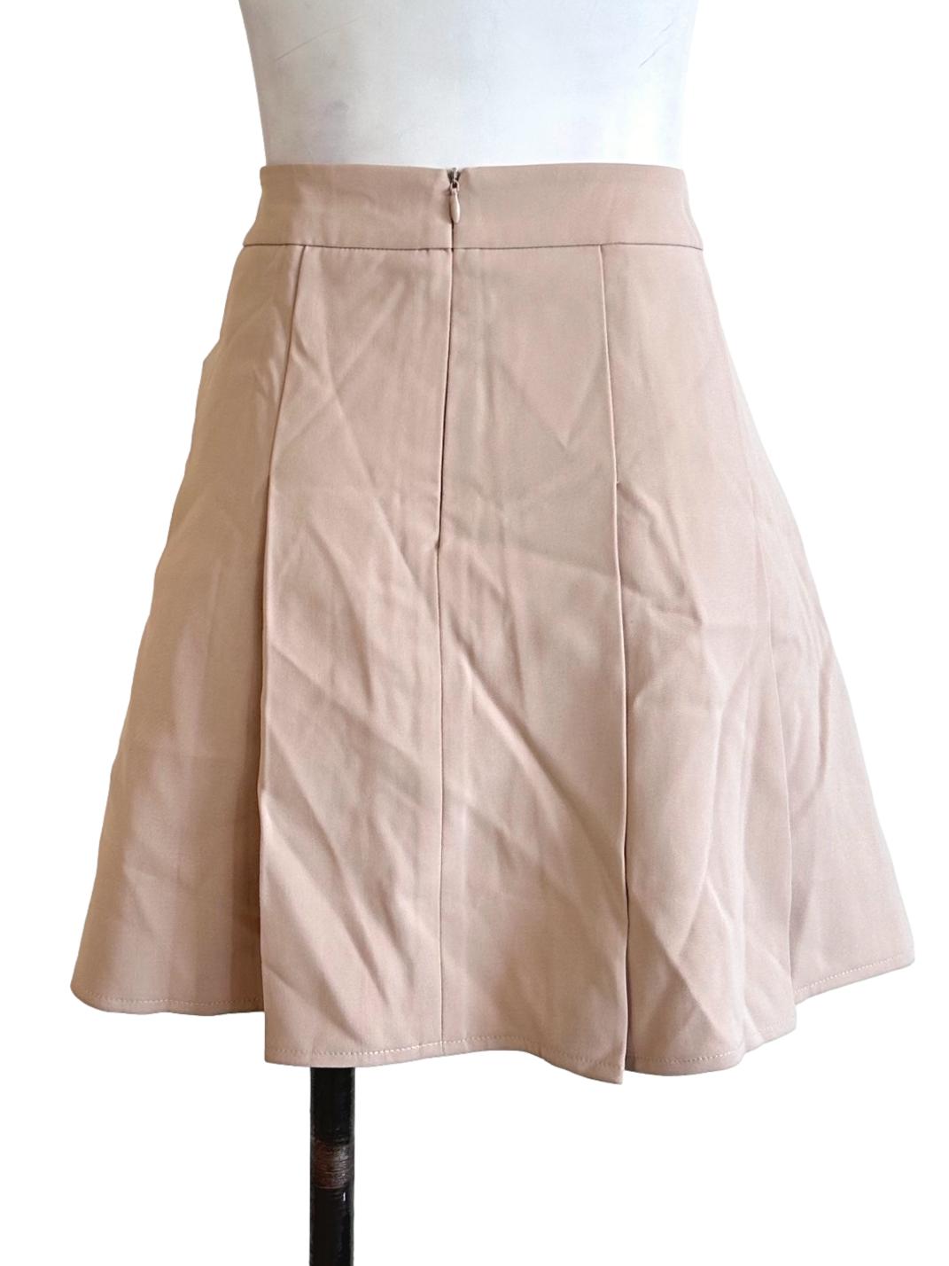 Latte Beige Box Pleated Skirt