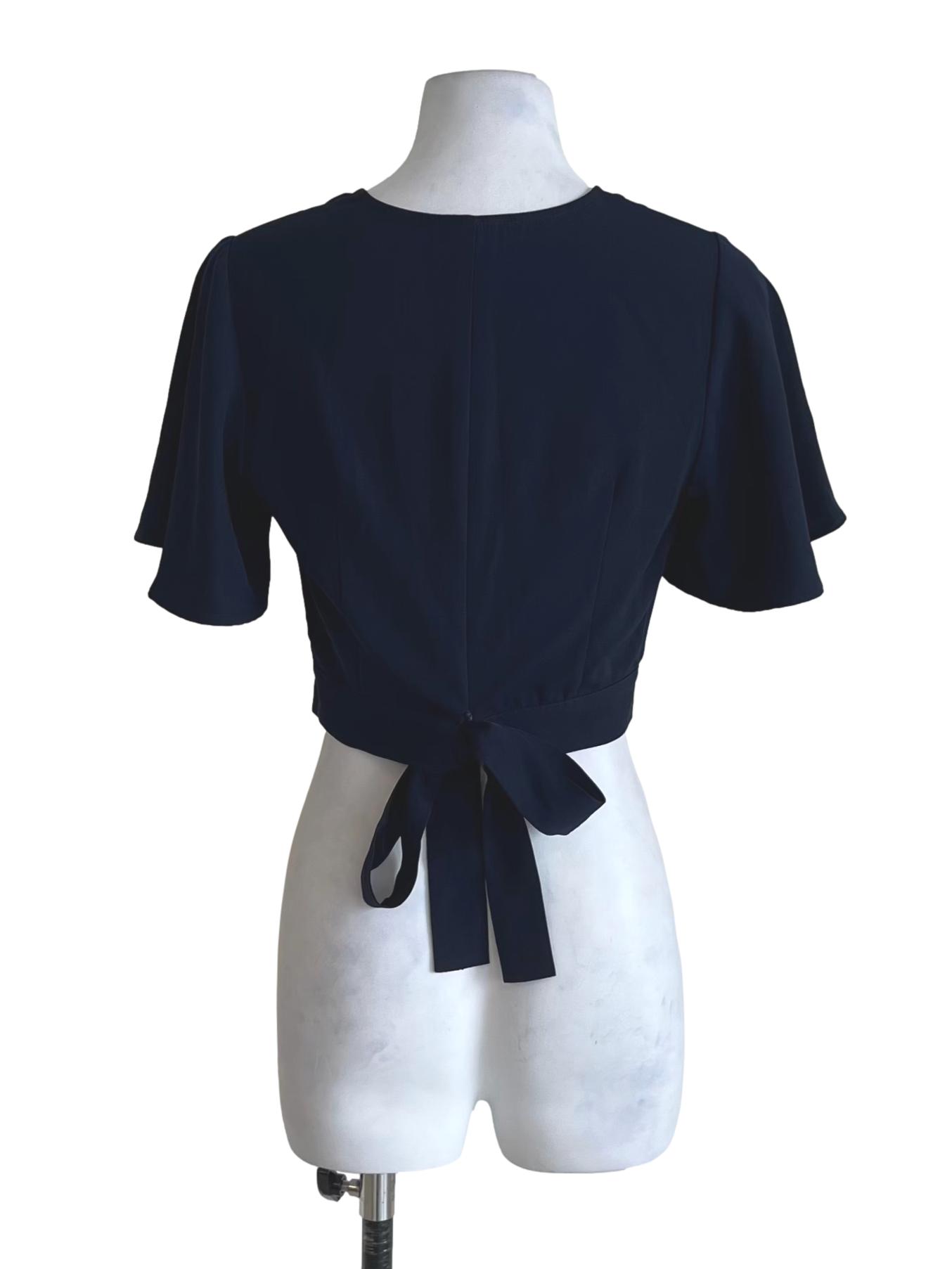 Navy Blue V-Neckline Blouse