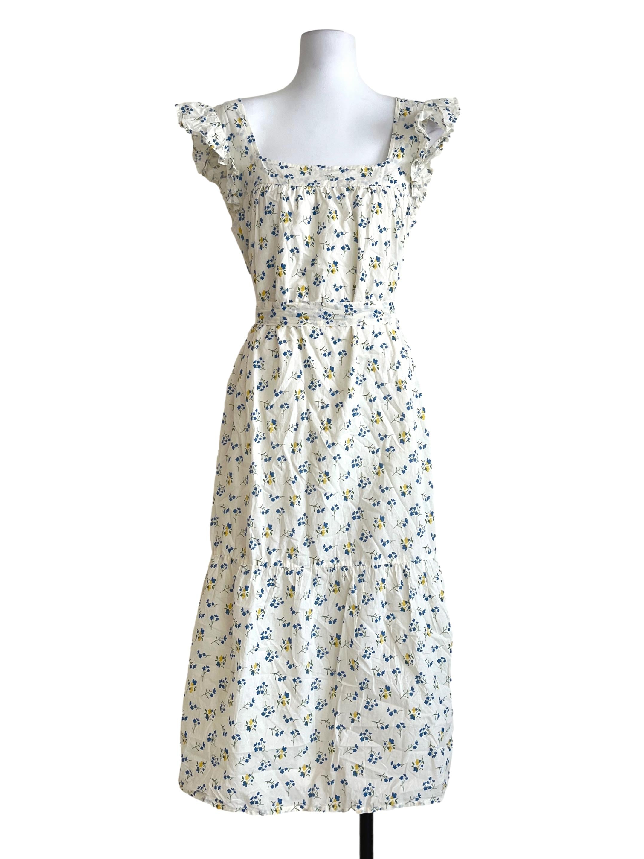Daisy White Square Tiered Dress