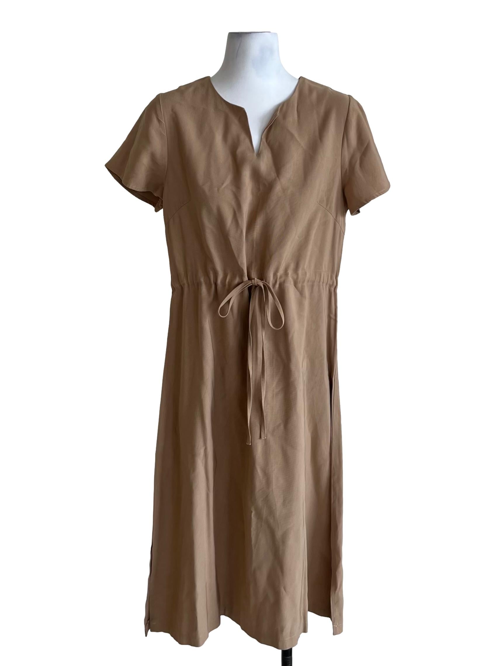 Tortilla Brown V-Neckline Empire Dress