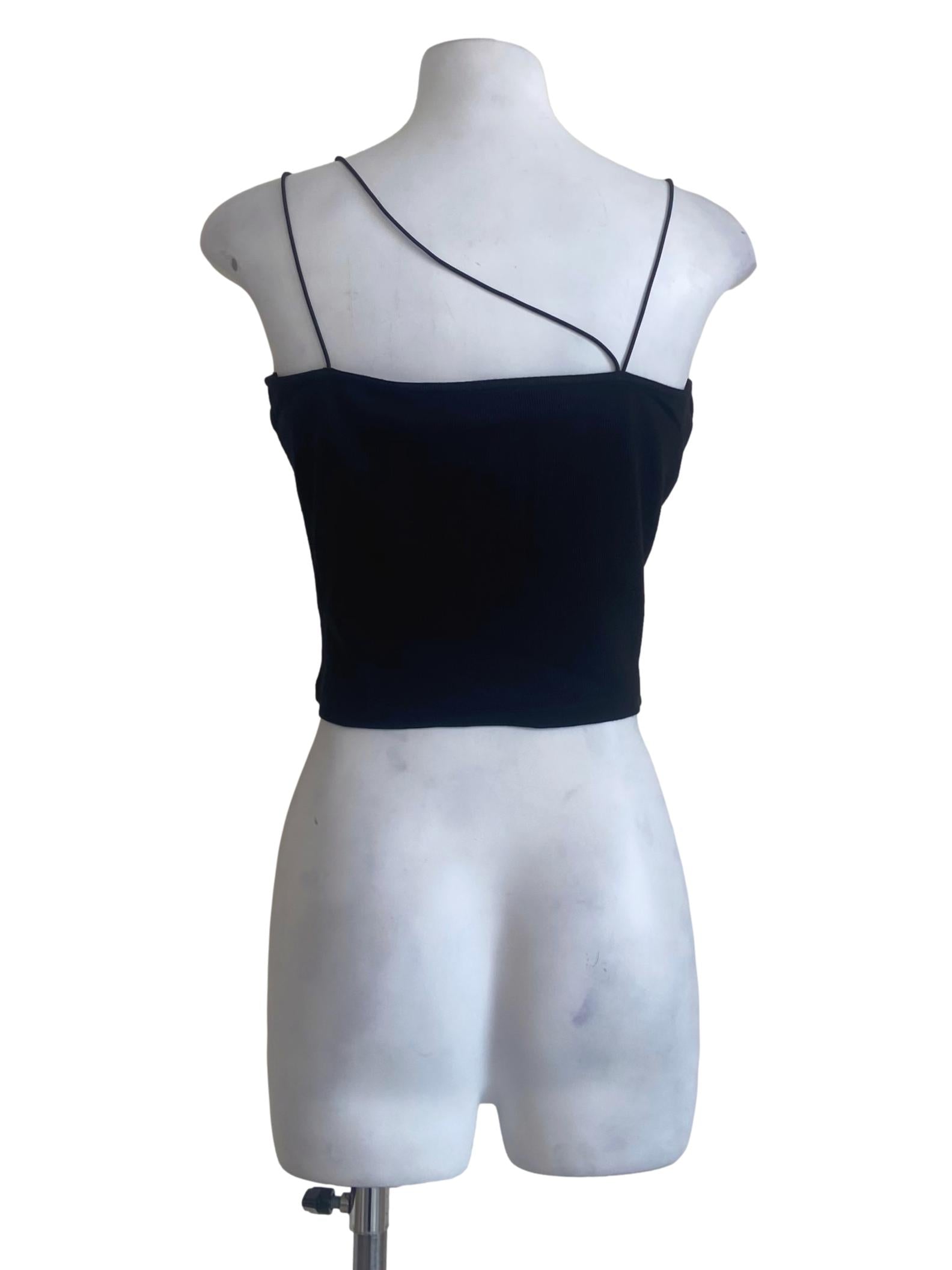 Black Spaghetti Straps Crop Top