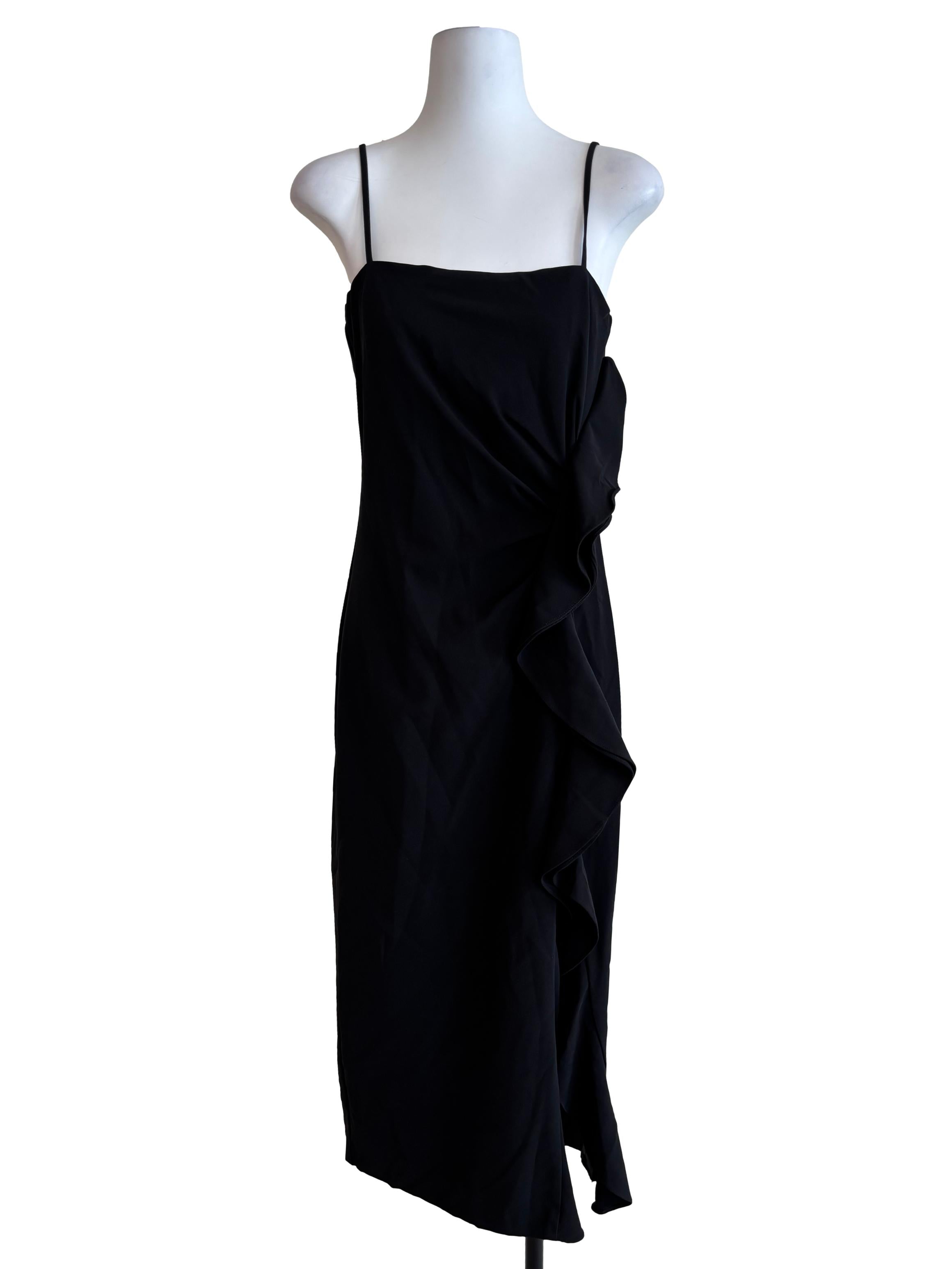 Raven Black Drape Sheath Dress