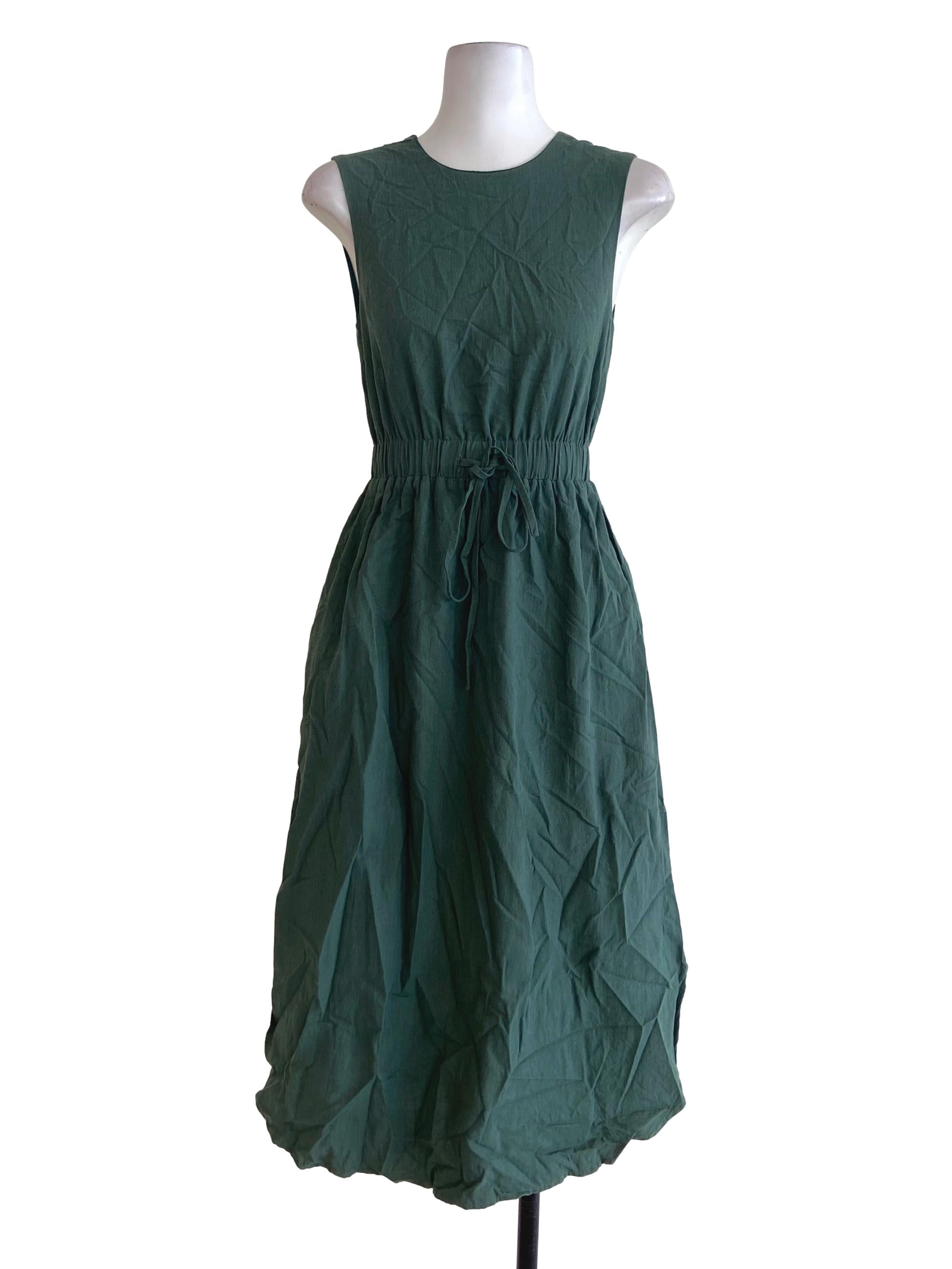Seaweed Green Sleeveless Blouson Dress