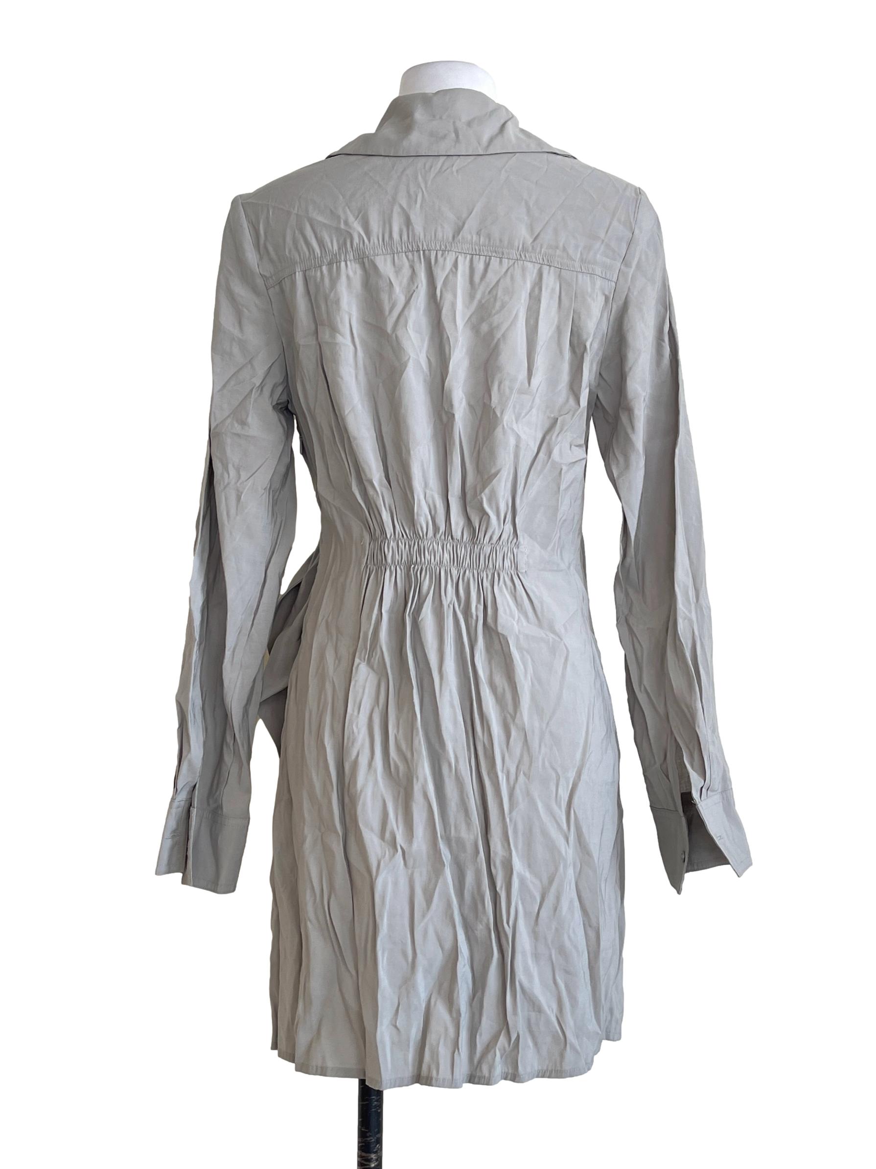 Coin Grey Long Sleeve Wrap Dress