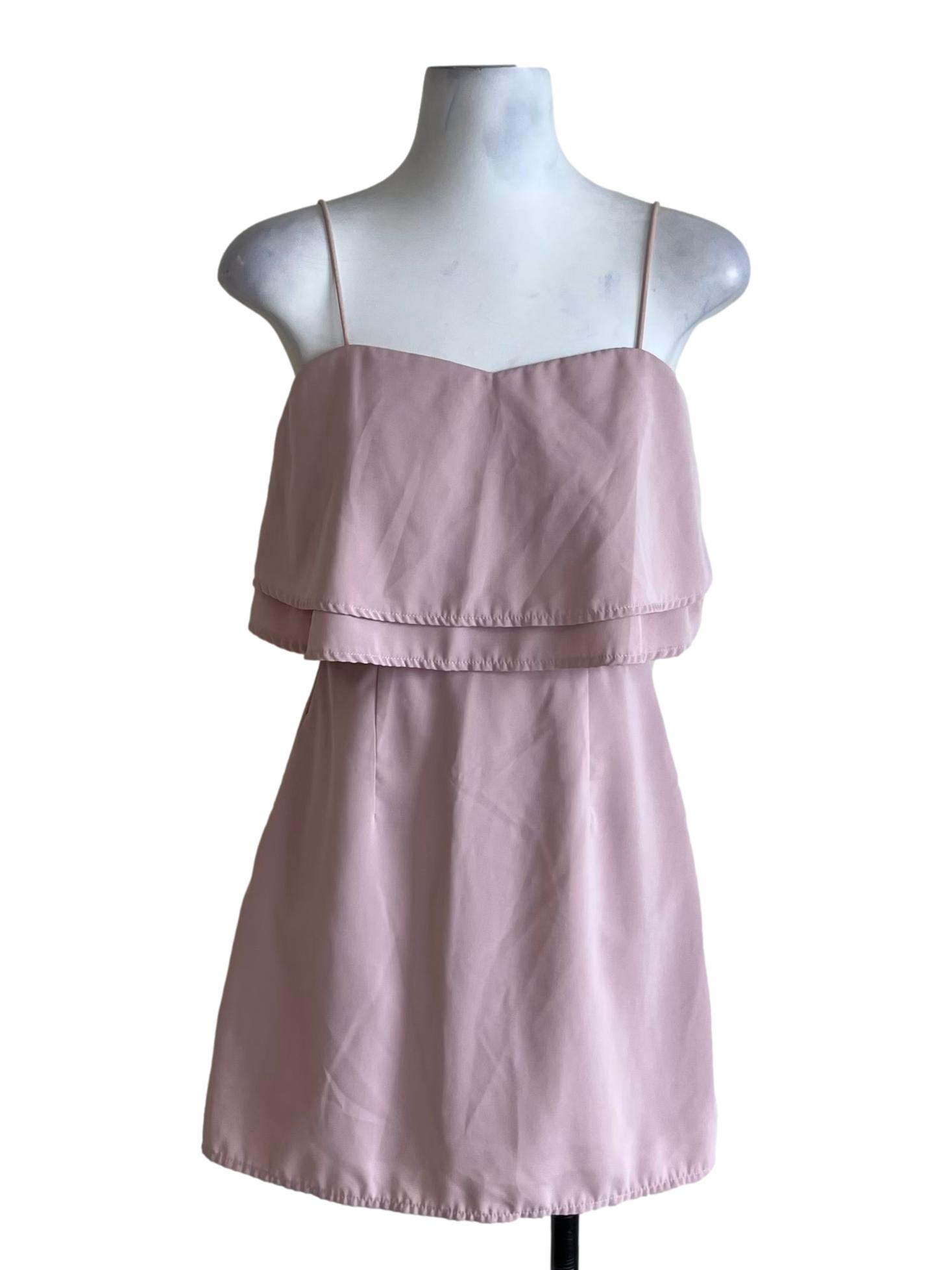 Blush Pink Spaghetti Strap A-Line Dress