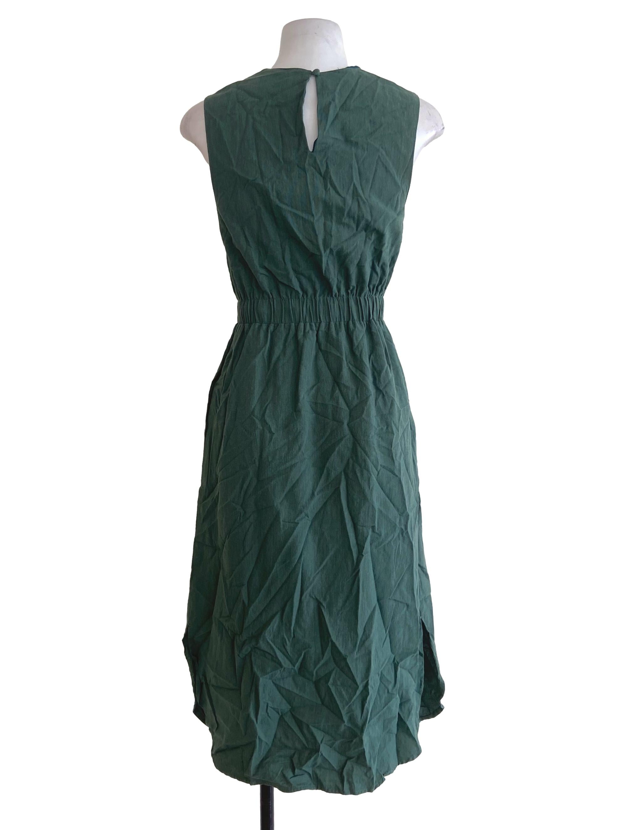 Seaweed Green Sleeveless Blouson Dress