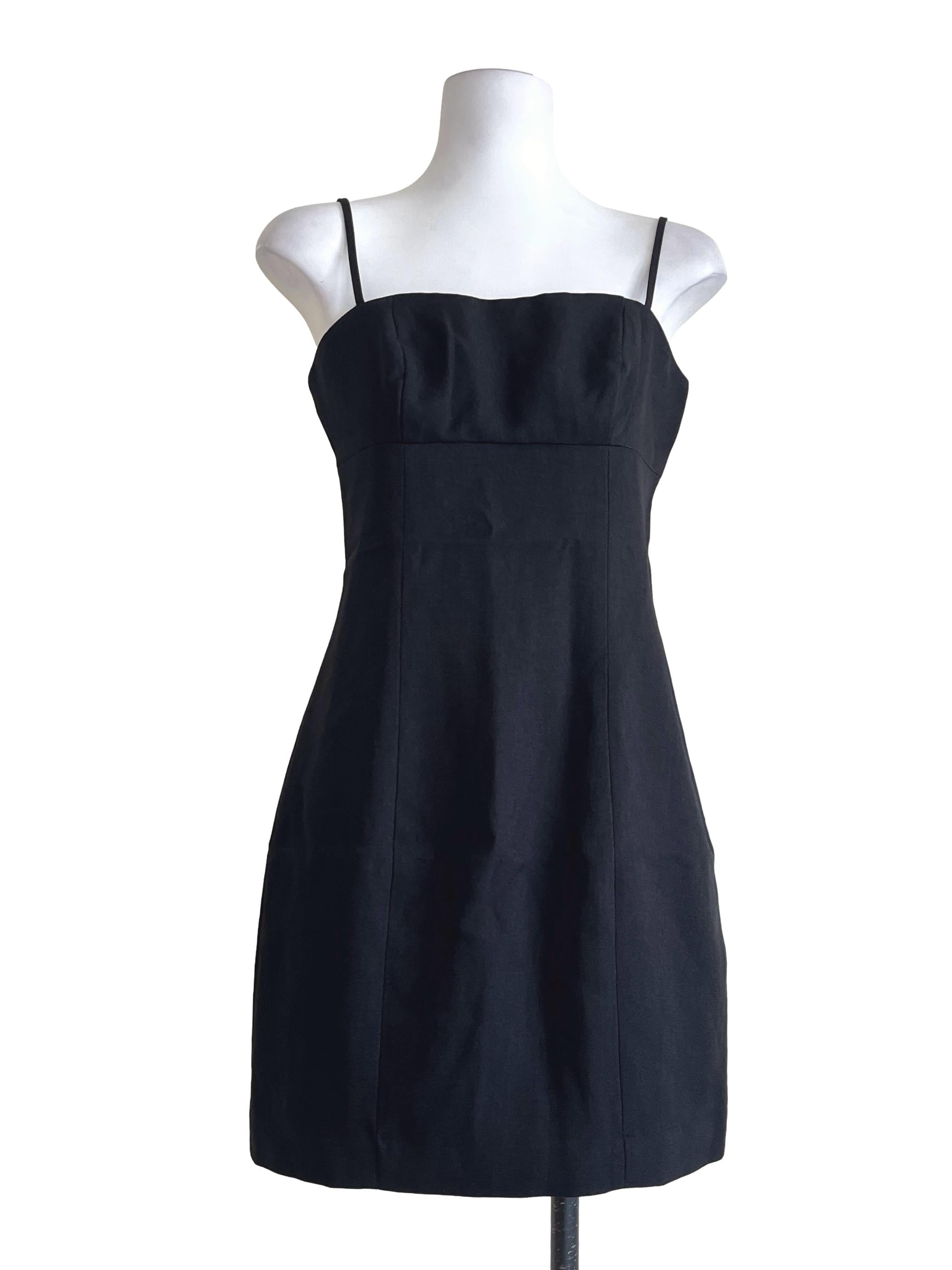Jet Black Spaghetti Strap A-Line Dress