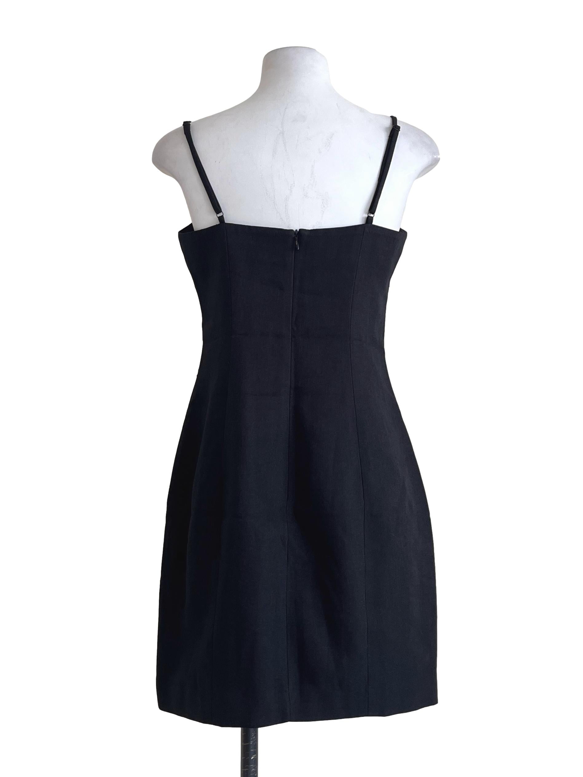 Jet Black Spaghetti Strap A-Line Dress