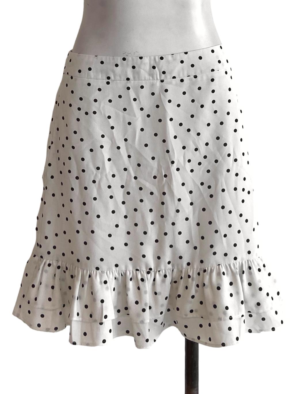 White& Black Dot Flounced Flip Skirt