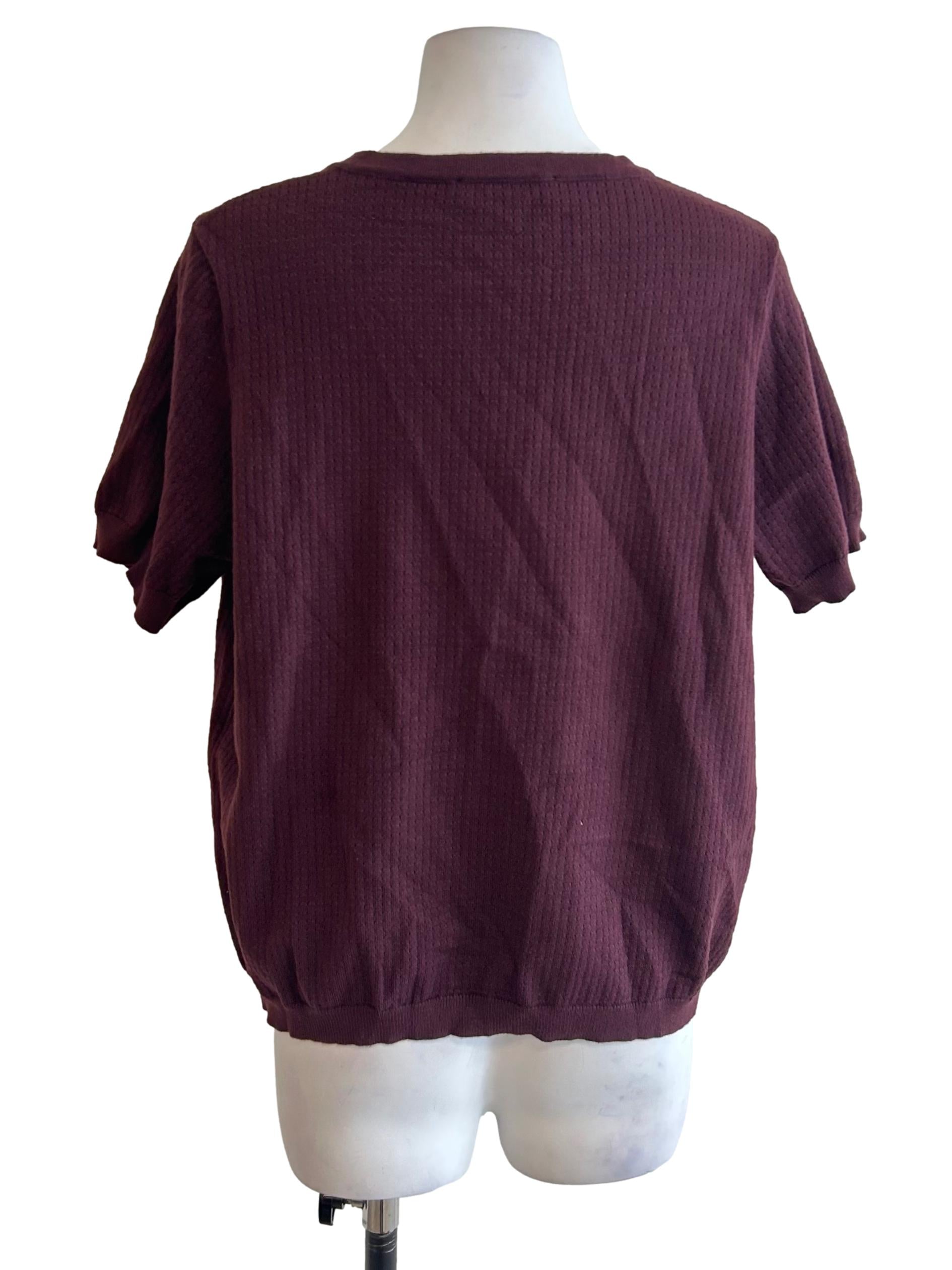 Sangria Purple Cable Textured Knit Top