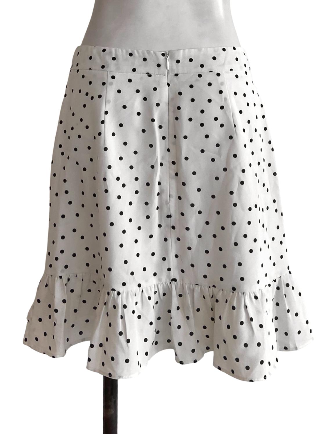White& Black Dot Flounced Flip Skirt