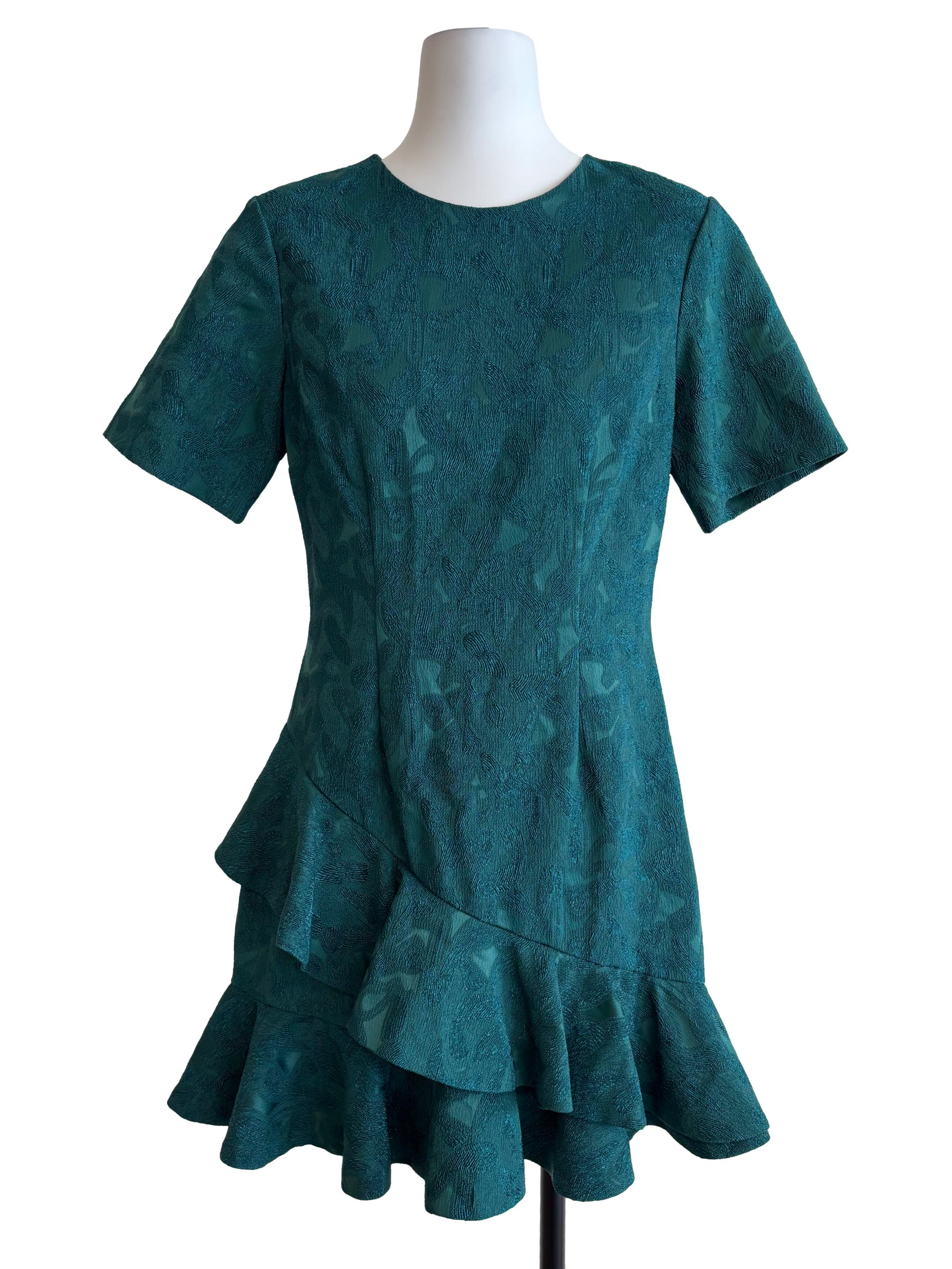 Teal Green Ruffle Mini Dress