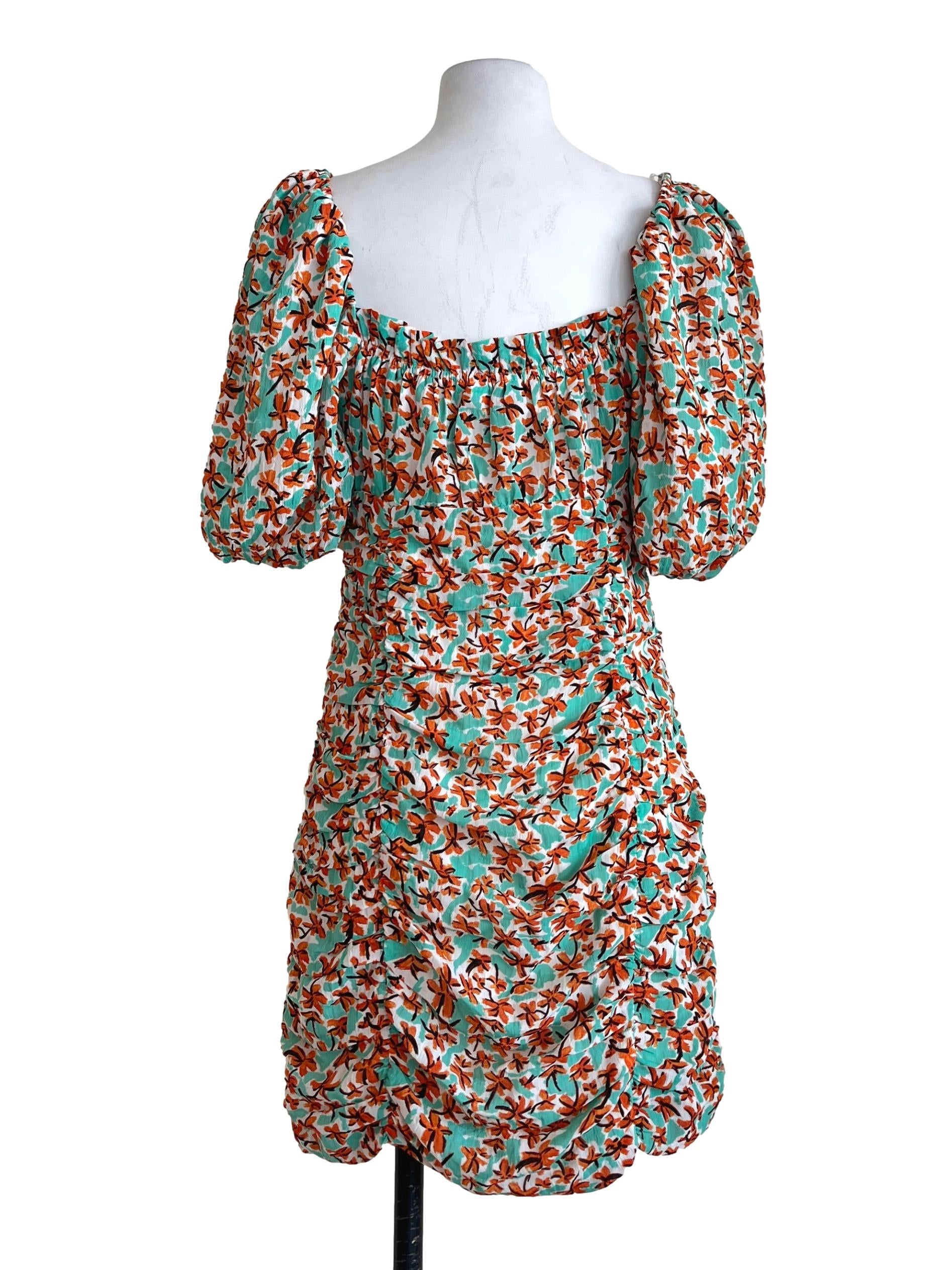 Seafoam Green Scoop Puff Sleeve Slip Dress